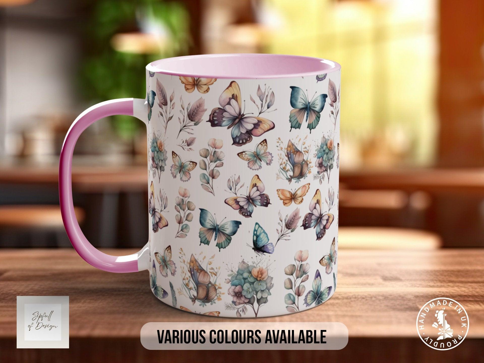 Coloured Watercolour Butterfly Full Wrap Art Mug - Design 3 - Sipfull of Design