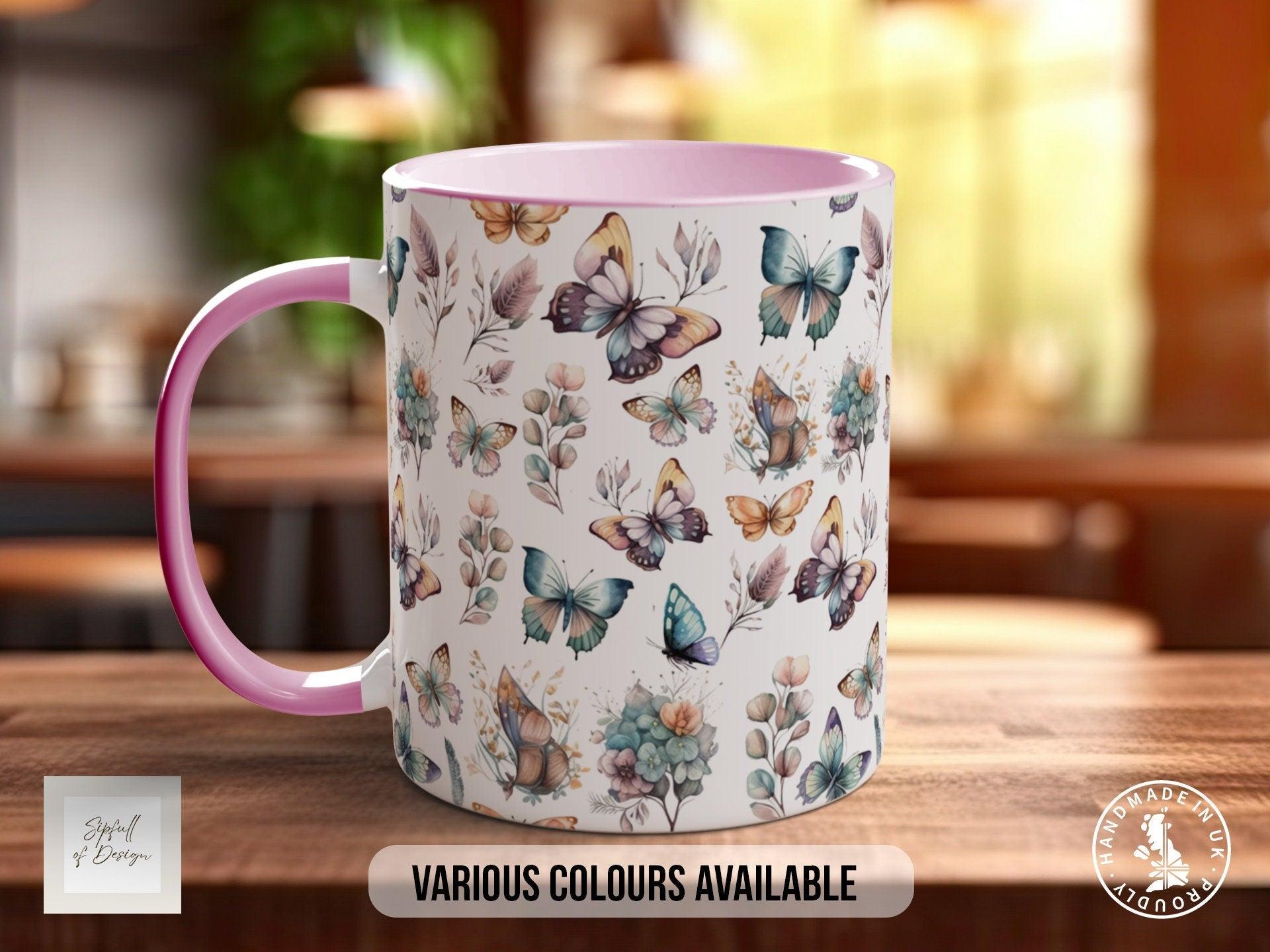 Coloured Watercolour Butterfly Full Wrap Art Mug - Design 4 - Sipfull of Design