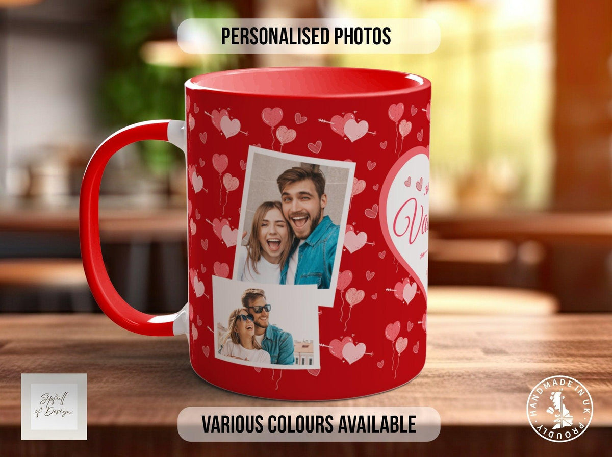 Personalised Be My Valentine Photo Mug Valentines Coloured Mug - Custom Photos - Sipfull of Design