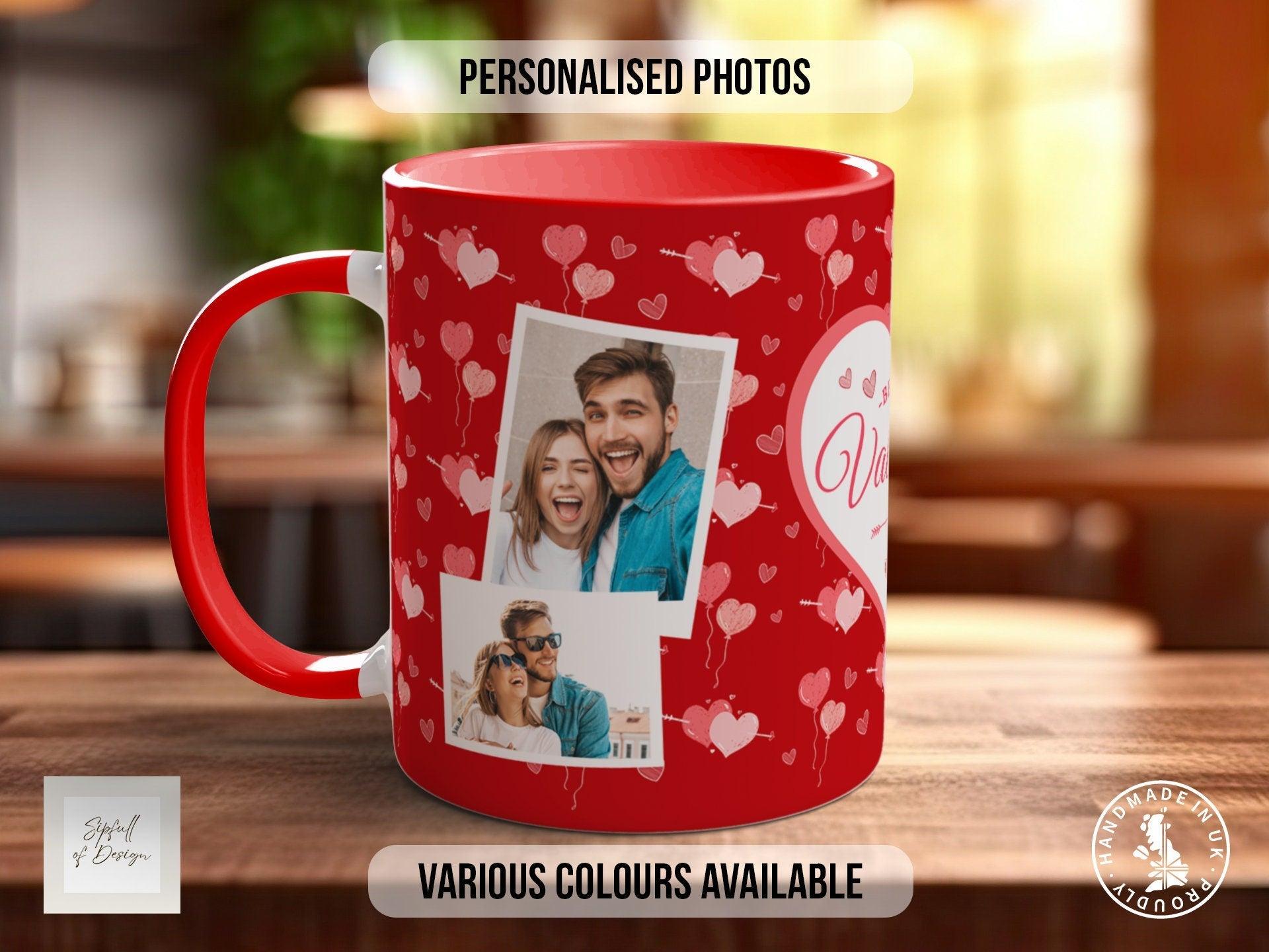Personalised Be My Valentine Photo Mug Valentines Coloured Mug - Custom Photos - Sipfull of Design