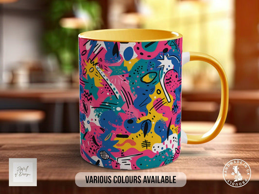 Abstract Comic Pop Pattern Full Wrap Coloured Art Mug - Design 2 - Sipfull of Design