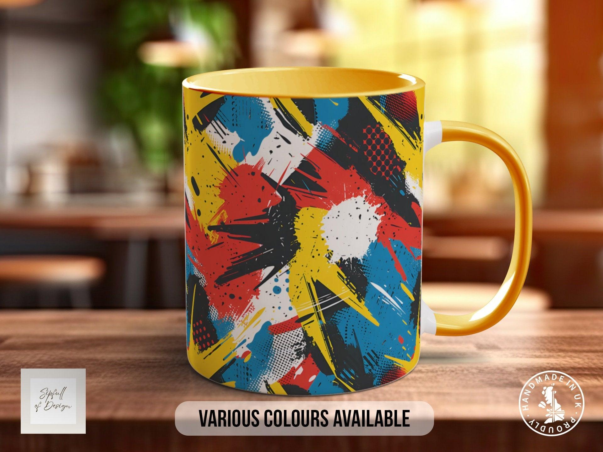 Abstract Comic Pop Pattern Full Wrap Coloured Art Mug - Design 12 - Sipfull of Design
