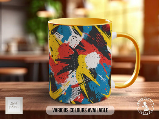 Abstract Comic Pop Pattern Full Wrap Coloured Art Mug - Design 12 - Sipfull of Design
