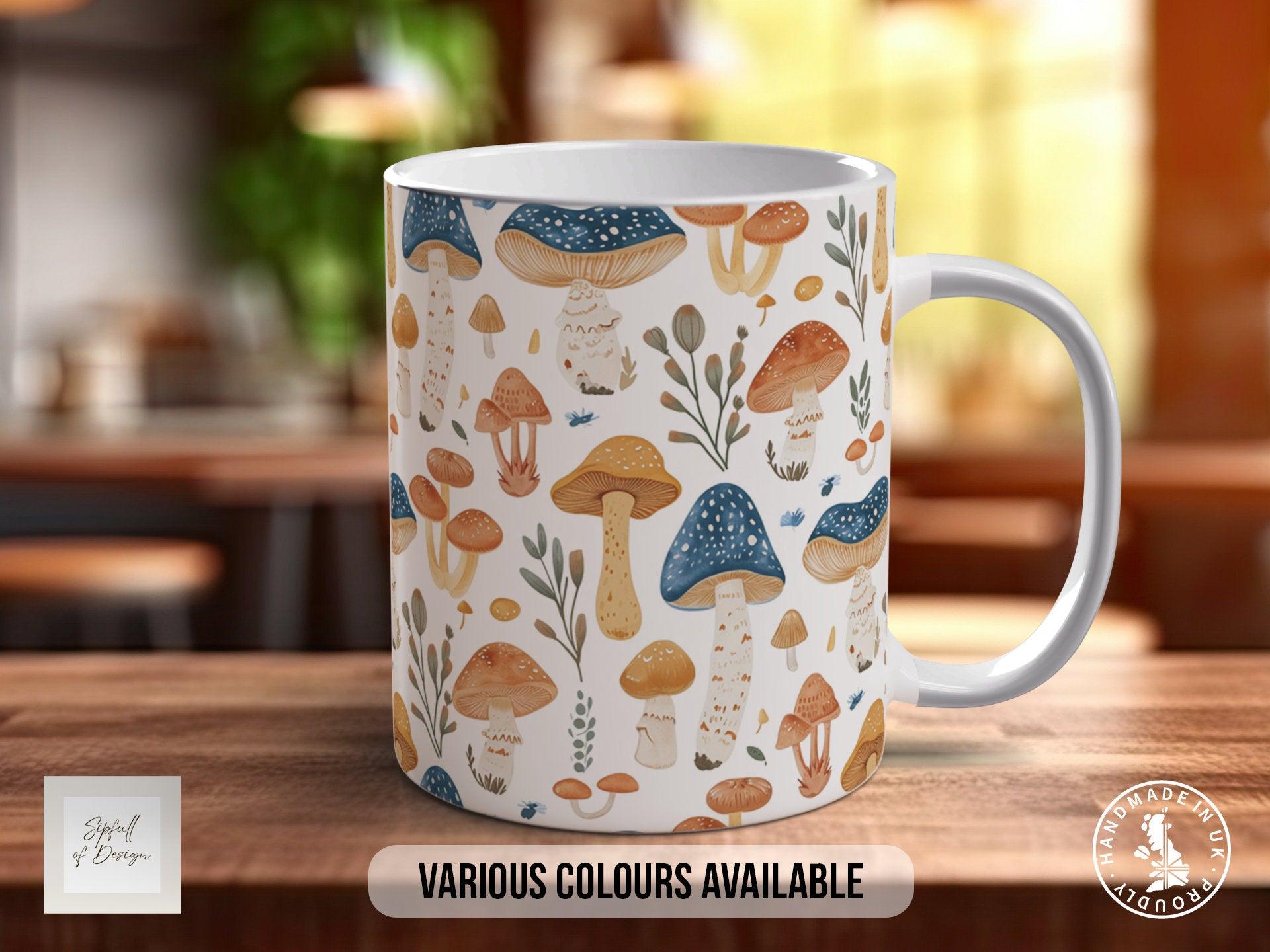 Mushroom Garden Pattern Full Wrap Coloured Art Mug - Design 1 - Sipfull of Design
