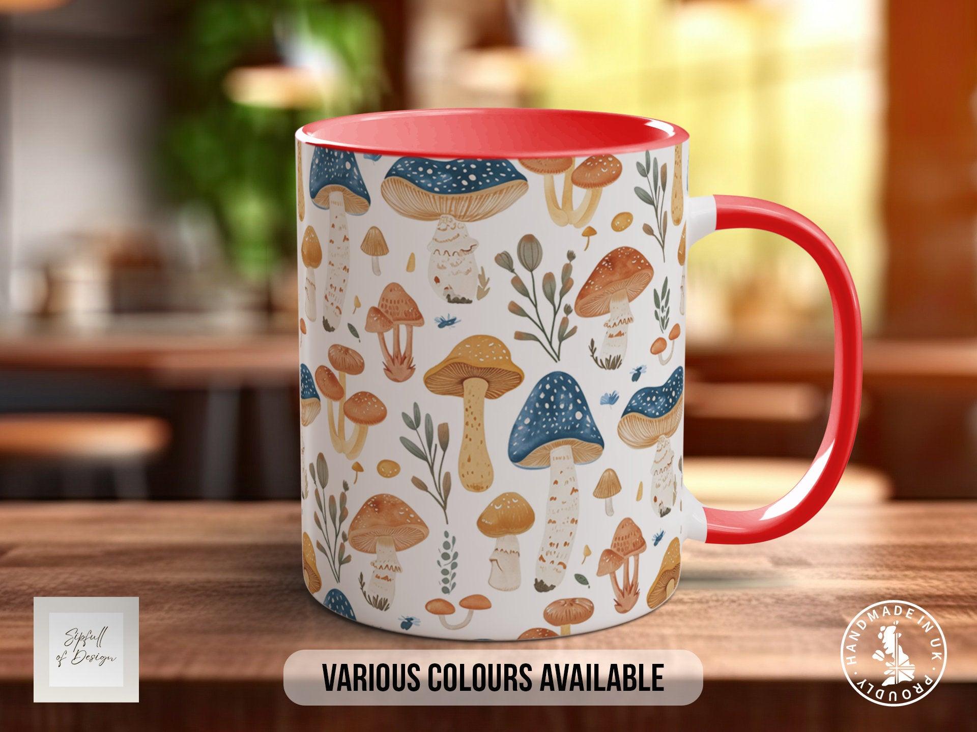 Mushroom Garden Pattern Full Wrap Coloured Art Mug - Design 1 - Sipfull of Design