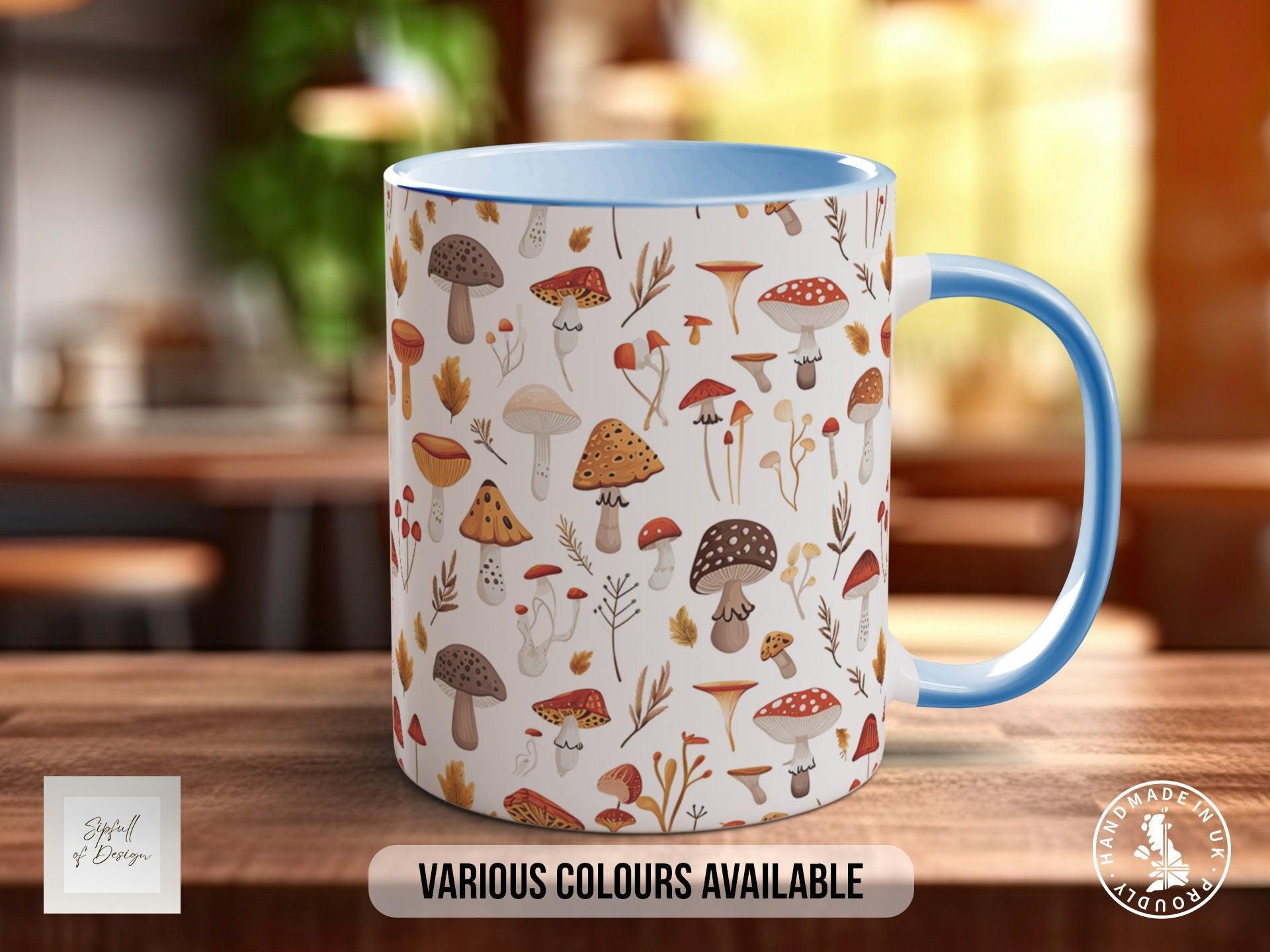 Mushroom Garden Pattern Full Wrap Coloured Art Mug - Design 2 - Sipfull of Design