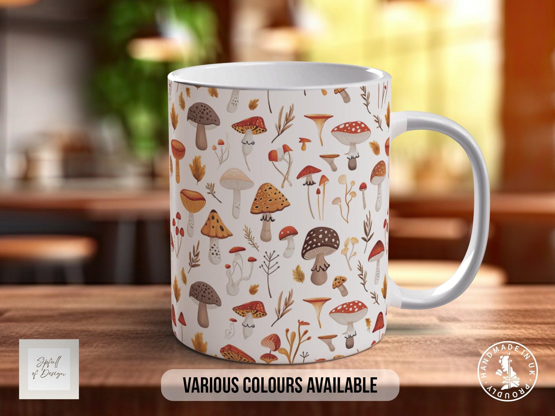 Mushroom Garden Pattern Full Wrap Coloured Art Mug - Design 2 - Sipfull of Design