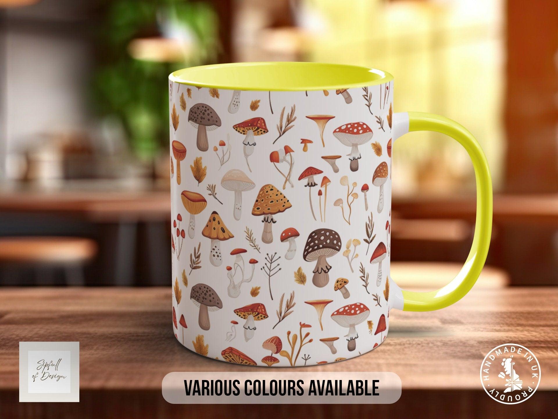 Mushroom Garden Pattern Full Wrap Coloured Art Mug - Design 2 - Sipfull of Design