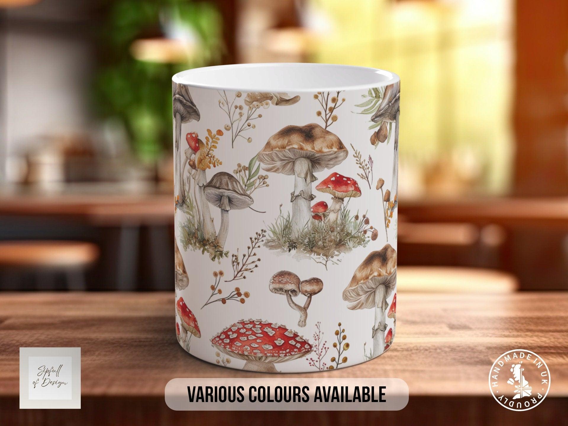 Mushroom Garden Pattern Full Wrap Coloured Art Mug - Design 3 - Sipfull of Design