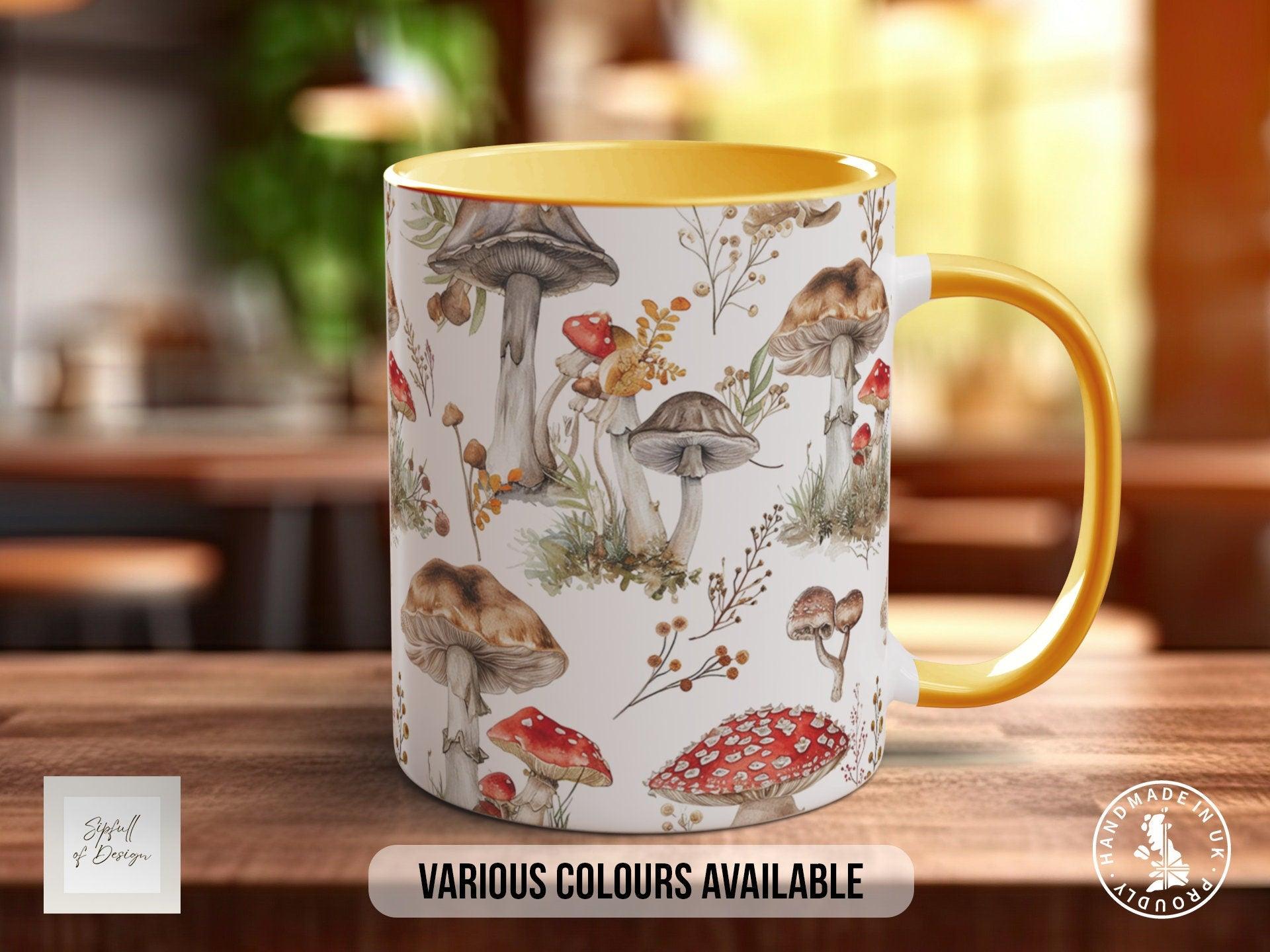 Mushroom Garden Pattern Full Wrap Coloured Art Mug - Design 3 - Sipfull of Design