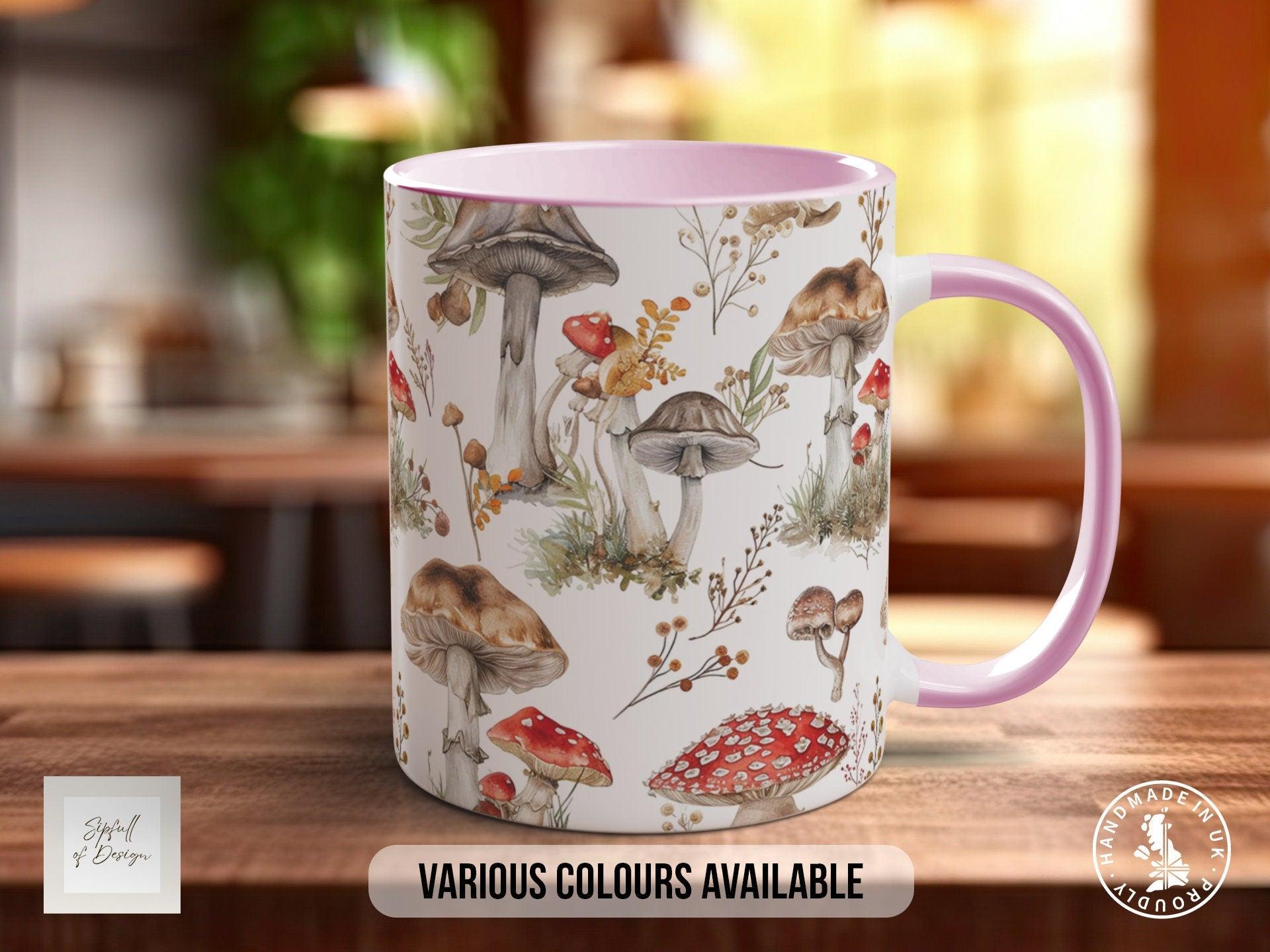 Mushroom Garden Pattern Full Wrap Coloured Art Mug - Design 3 - Sipfull of Design