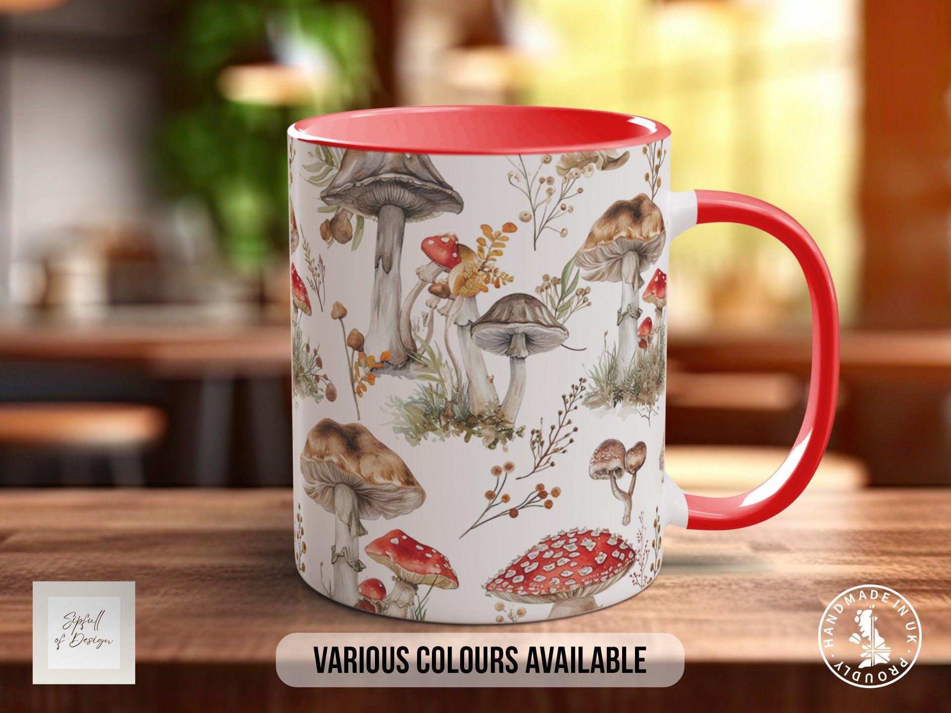 Mushroom Garden Pattern Full Wrap Coloured Art Mug - Design 3 - Sipfull of Design