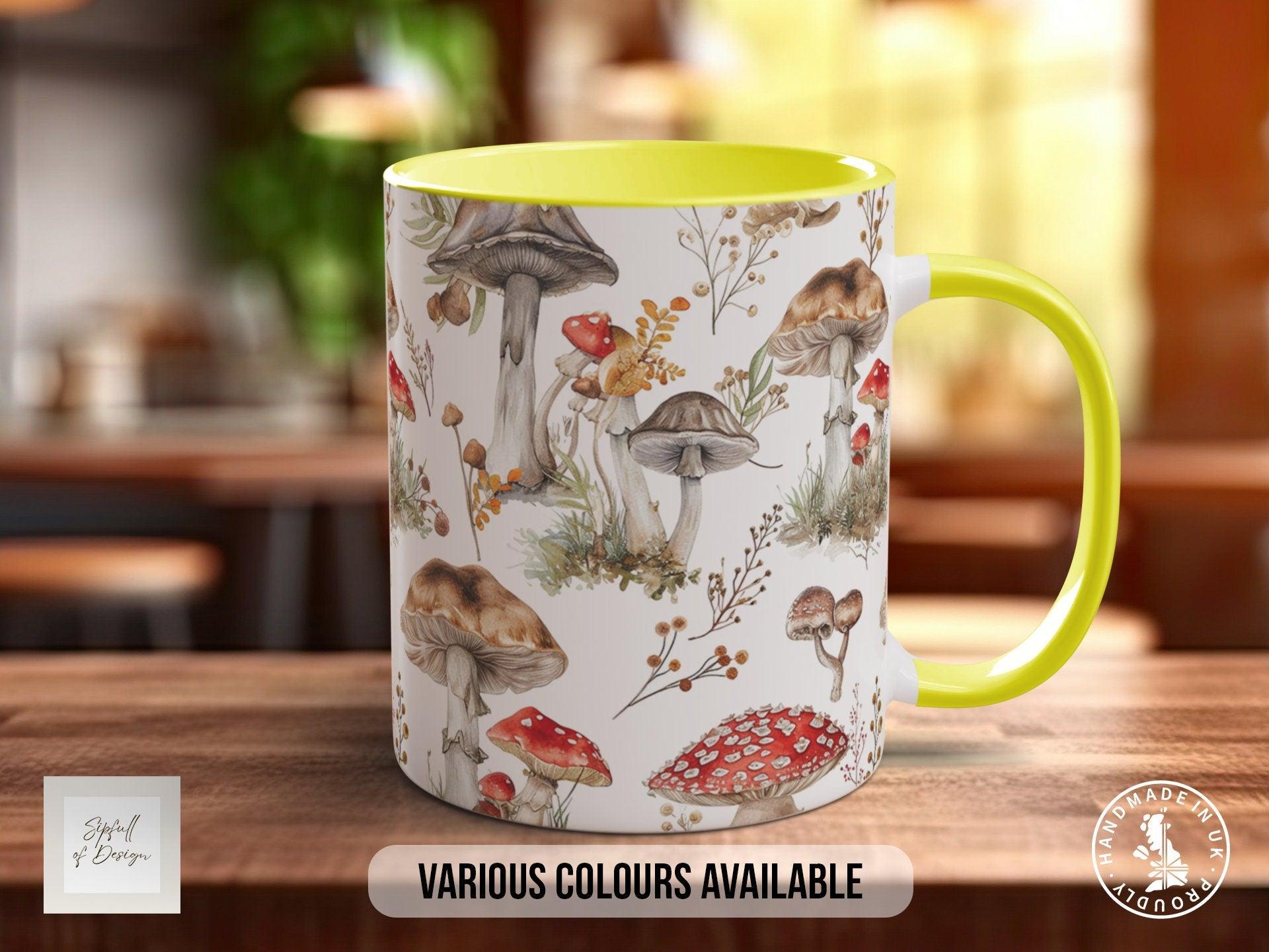 Mushroom Garden Pattern Full Wrap Coloured Art Mug - Design 3 - Sipfull of Design