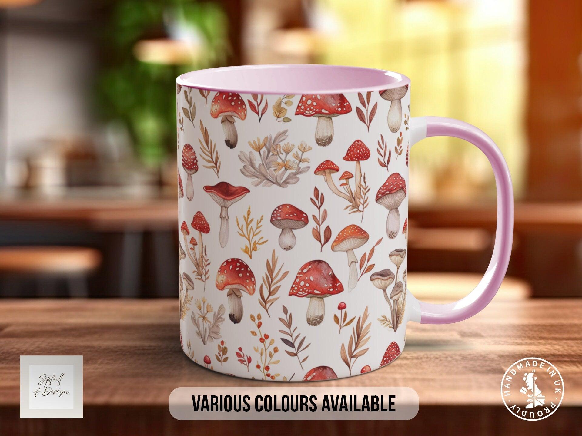 Mushroom Garden Pattern Full Wrap Coloured Art Mug - Design 10 - Sipfull of Design