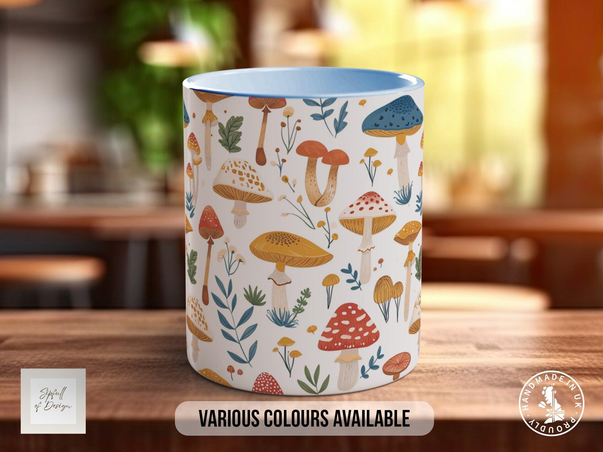 Mushroom Garden Pattern Full Wrap Coloured Art Mug - Design 11 - Sipfull of Design