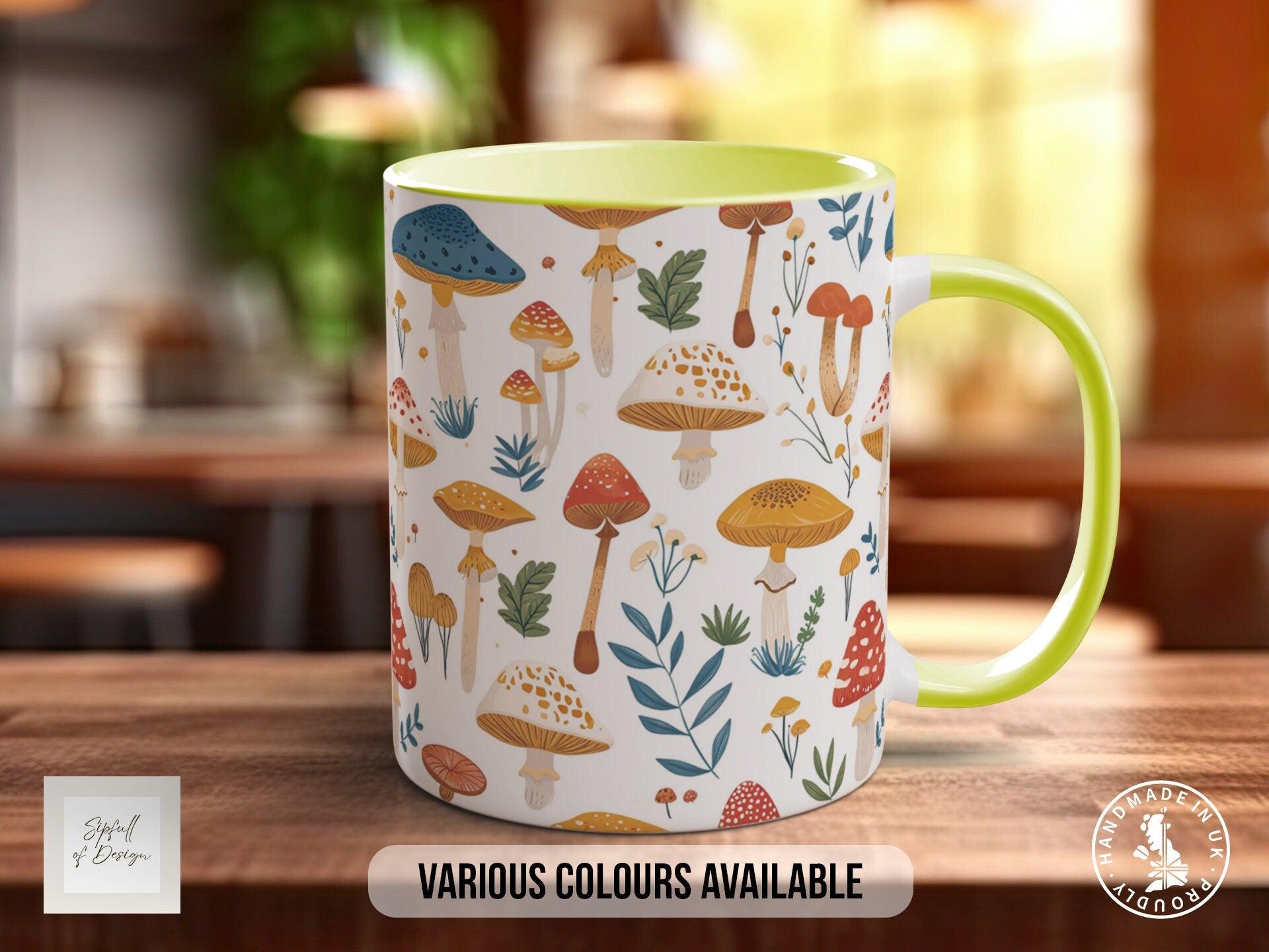 Mushroom Garden Pattern Full Wrap Coloured Art Mug - Design 11 - Sipfull of Design