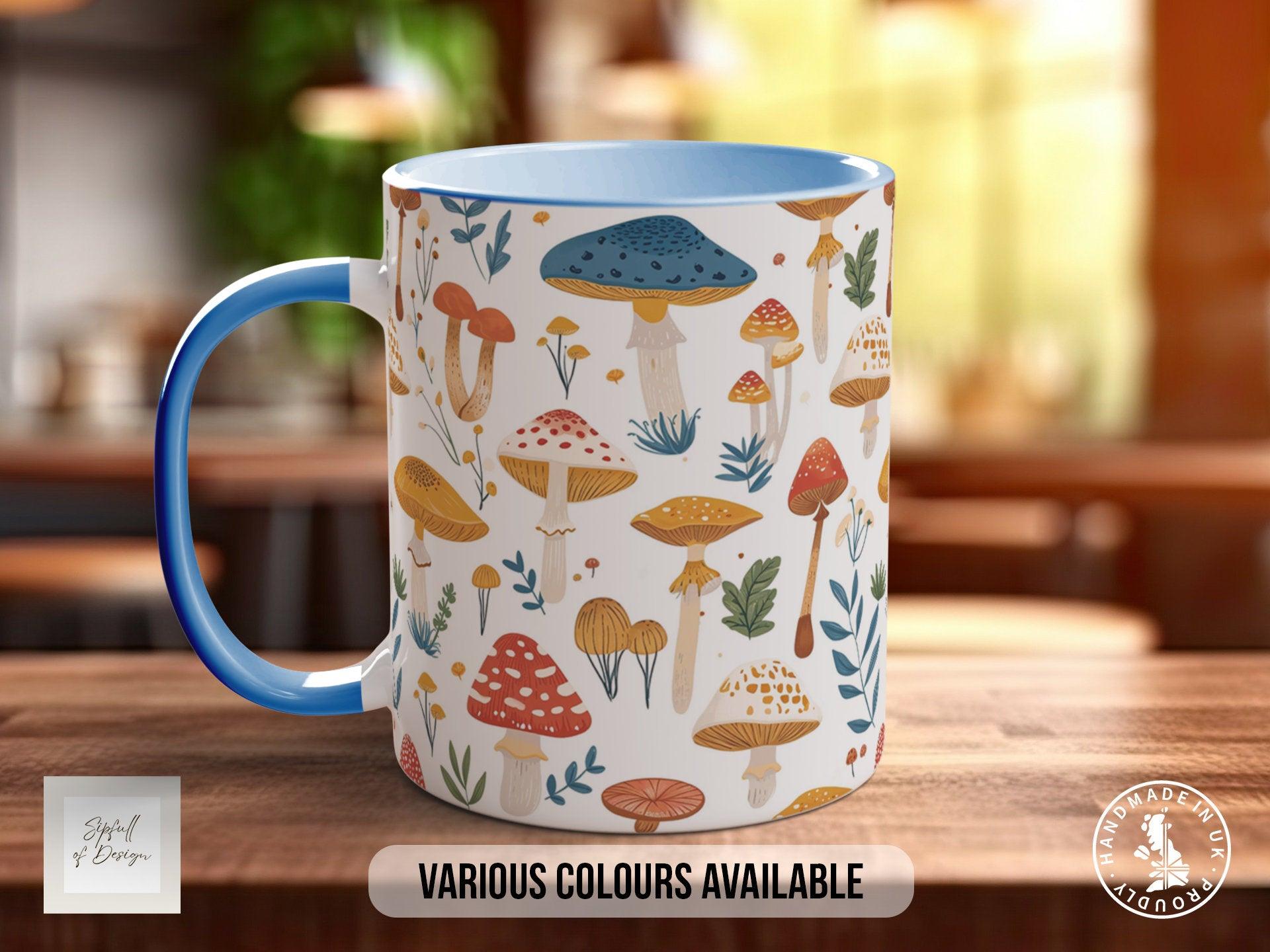 Mushroom Garden Pattern Full Wrap Coloured Art Mug - Design 11 - Sipfull of Design