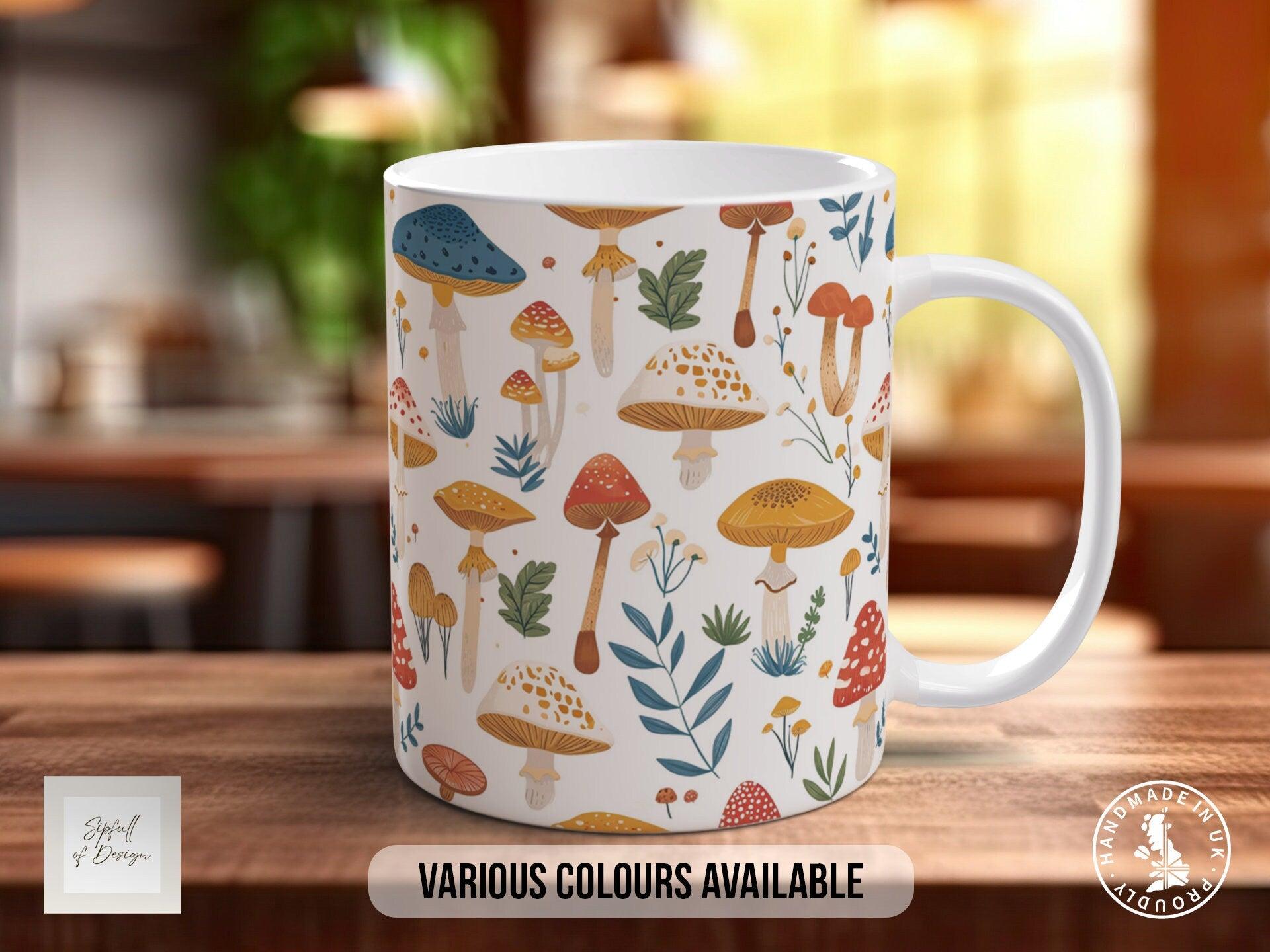 Mushroom Garden Pattern Full Wrap Coloured Art Mug - Design 11 - Sipfull of Design