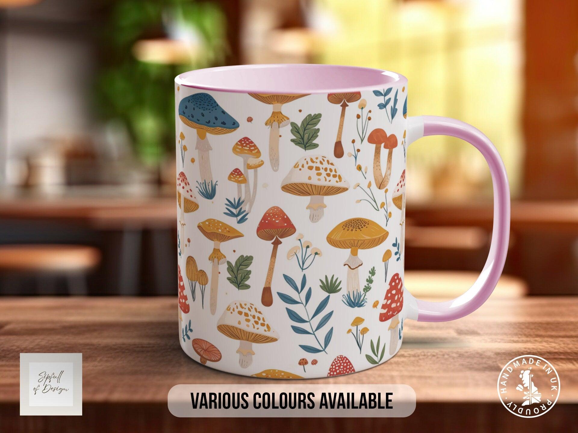 Mushroom Garden Pattern Full Wrap Coloured Art Mug - Design 11 - Sipfull of Design