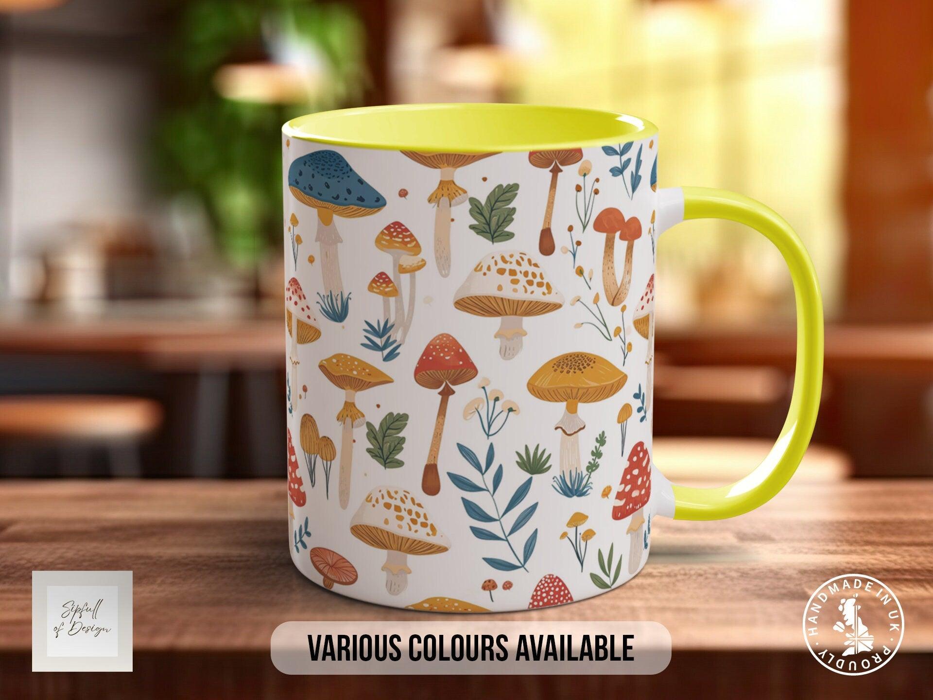 Mushroom Garden Pattern Full Wrap Coloured Art Mug - Design 11 - Sipfull of Design