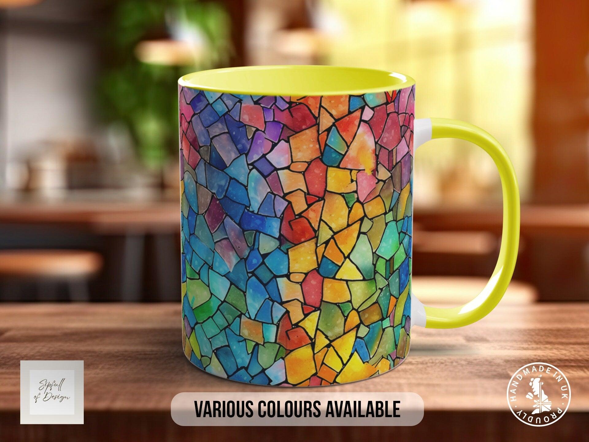 Watercolour Rainbow Stained Glass Pattern Full Wrap Coloured Art Mug - Design 2 - Sipfull of Design