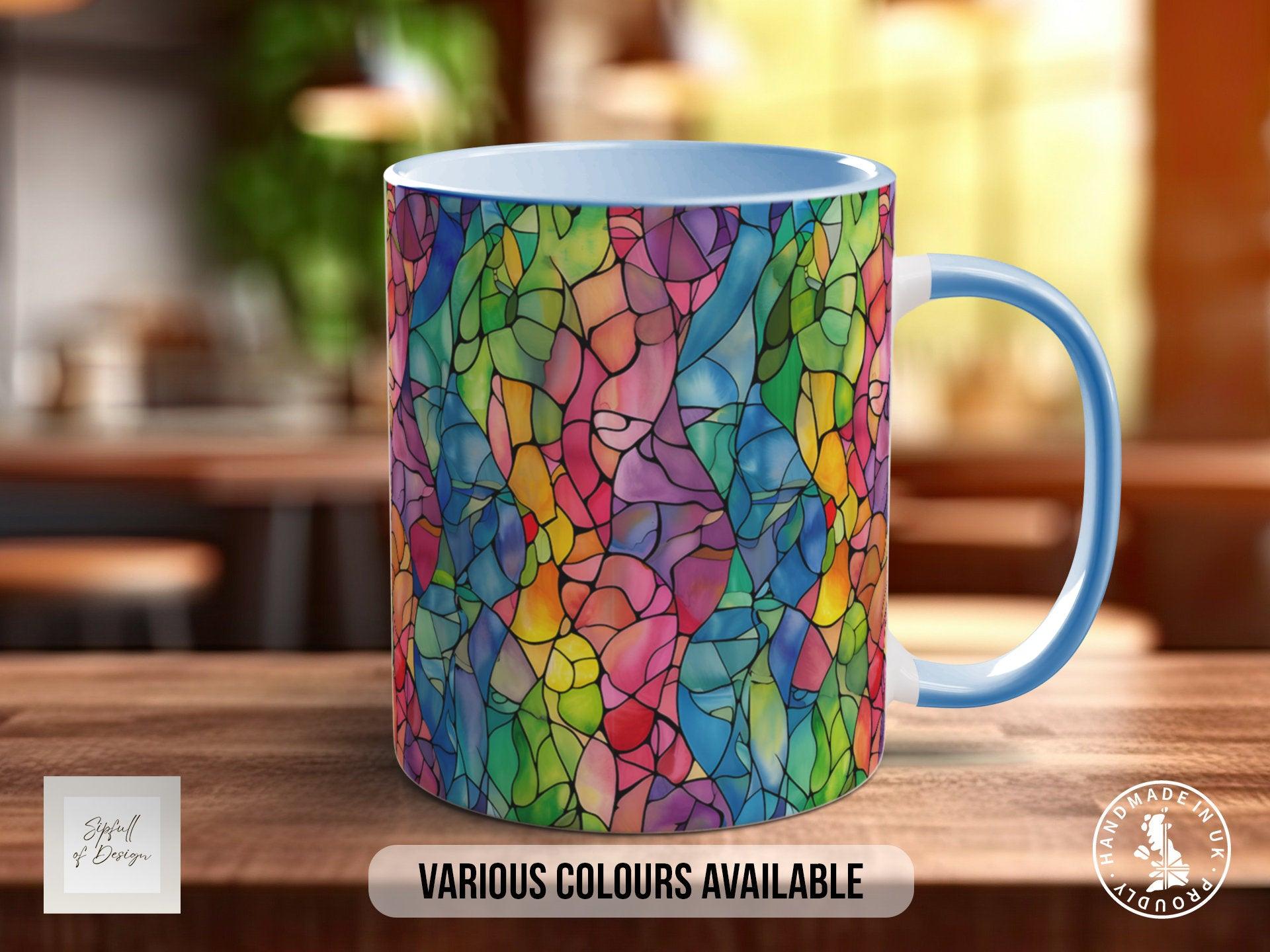 Watercolour Rainbow Stained Glass Pattern Full Wrap Coloured Art Mug - Design 4 - Sipfull of Design