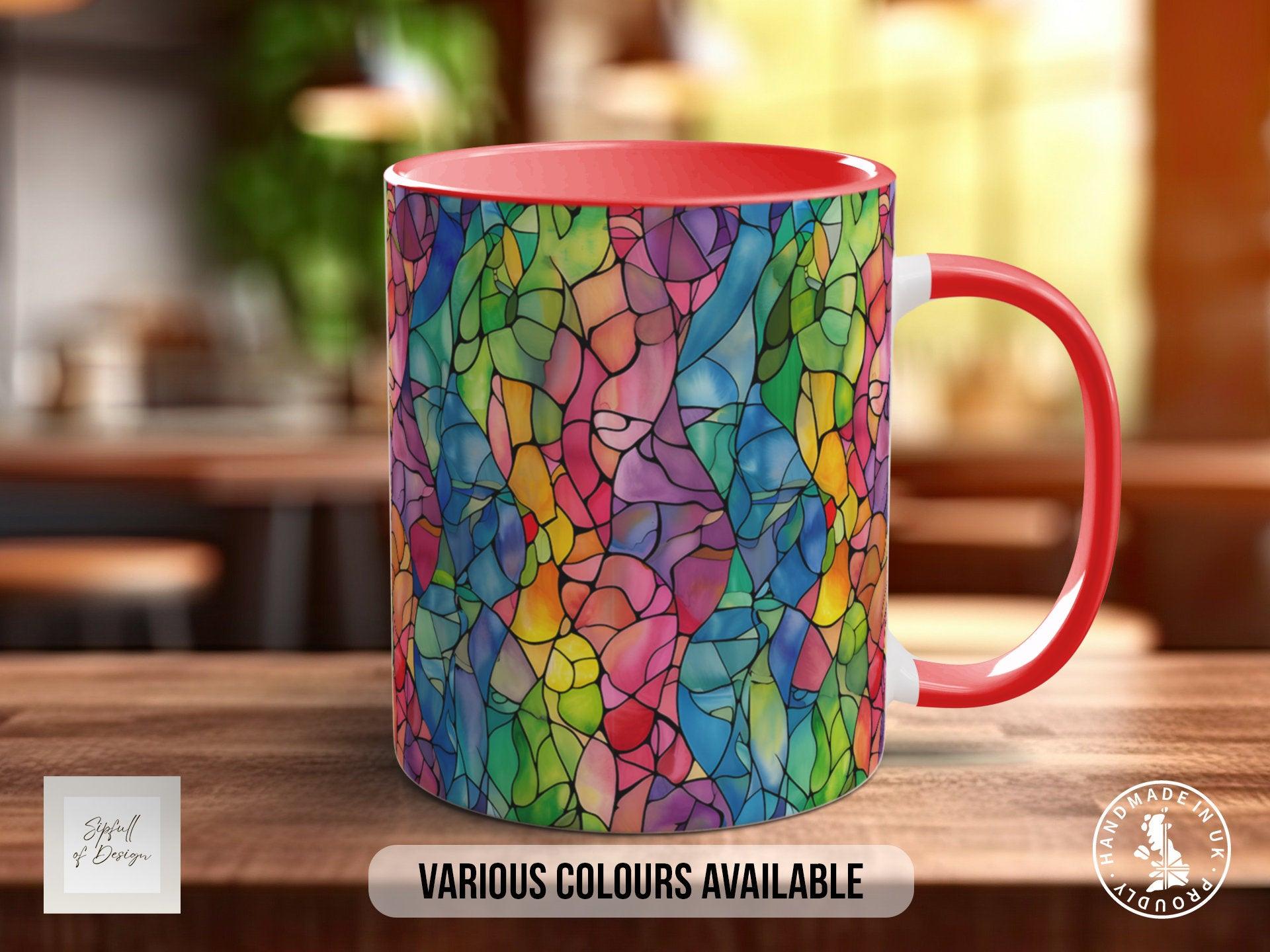 Watercolour Rainbow Stained Glass Pattern Full Wrap Coloured Art Mug - Design 4 - Sipfull of Design