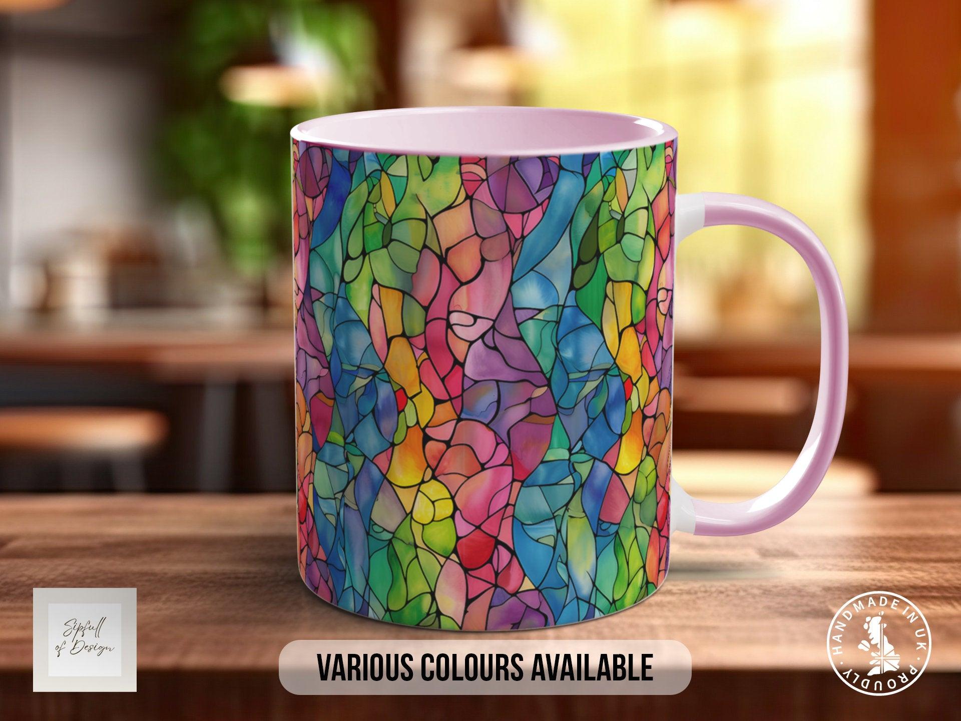 Watercolour Rainbow Stained Glass Pattern Full Wrap Coloured Art Mug - Design 4 - Sipfull of Design