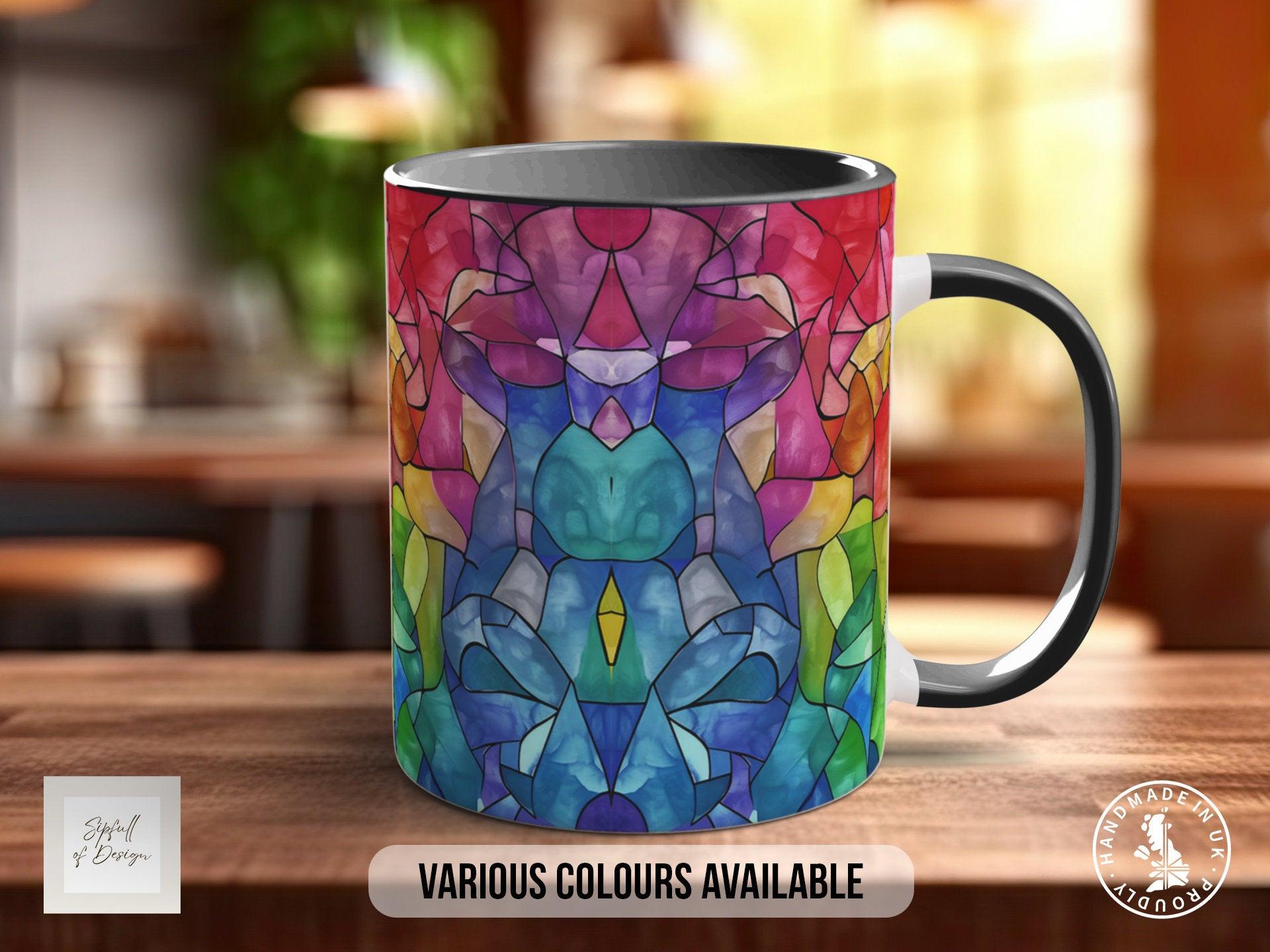 Watercolour Rainbow Stained Glass Pattern Full Wrap Coloured Art Mug - Design 8 - Sipfull of Design