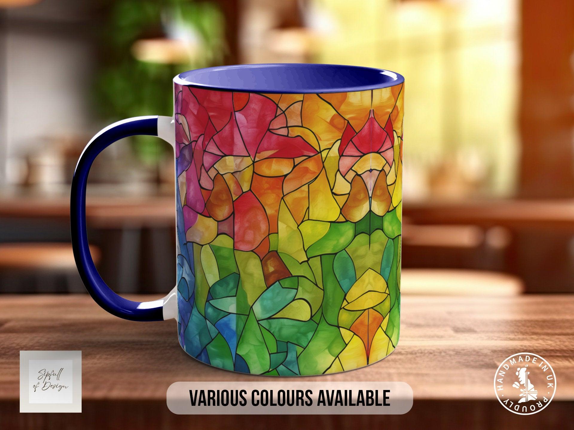 Watercolour Rainbow Stained Glass Pattern Full Wrap Coloured Art Mug - Design 8 - Sipfull of Design