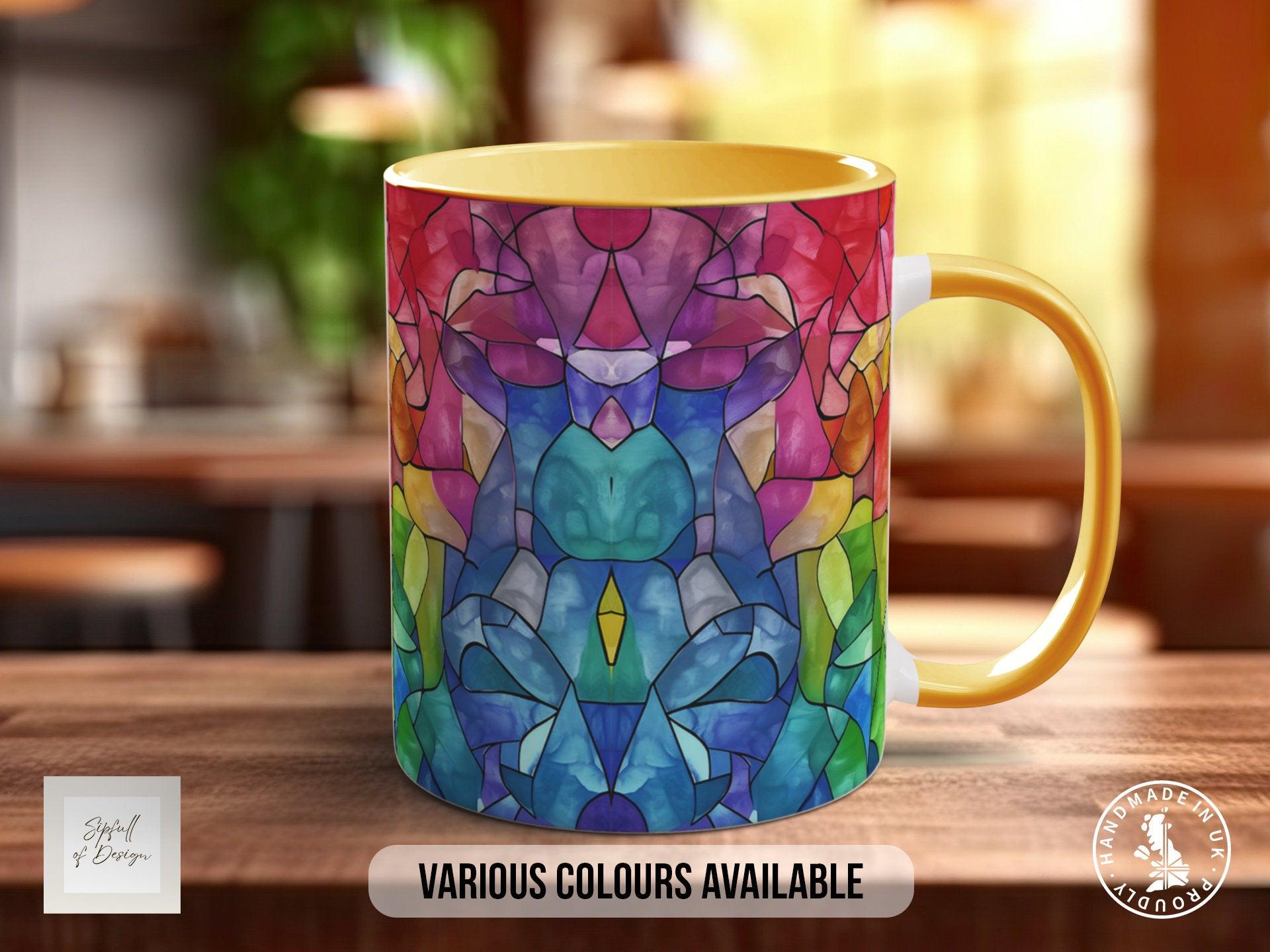 Watercolour Rainbow Stained Glass Pattern Full Wrap Coloured Art Mug - Design 8 - Sipfull of Design