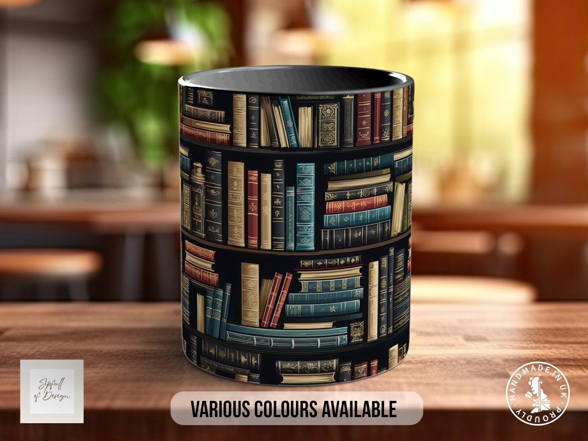 Book Shelf Pattern Full Wrap Coloured Art Mug - Design 1 - Sipfull of Design