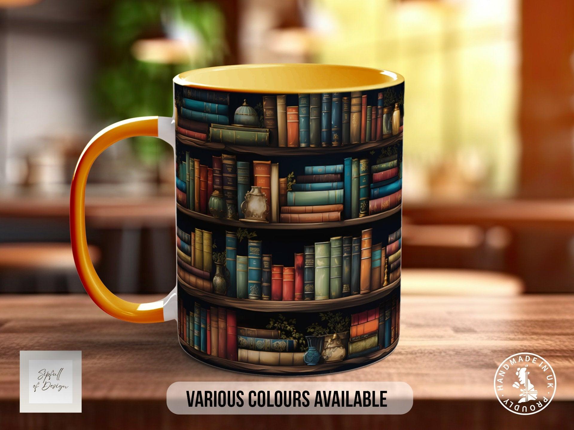 Book Shelf Pattern Full Wrap Coloured Art Mug - Design 2 - Sipfull of Design