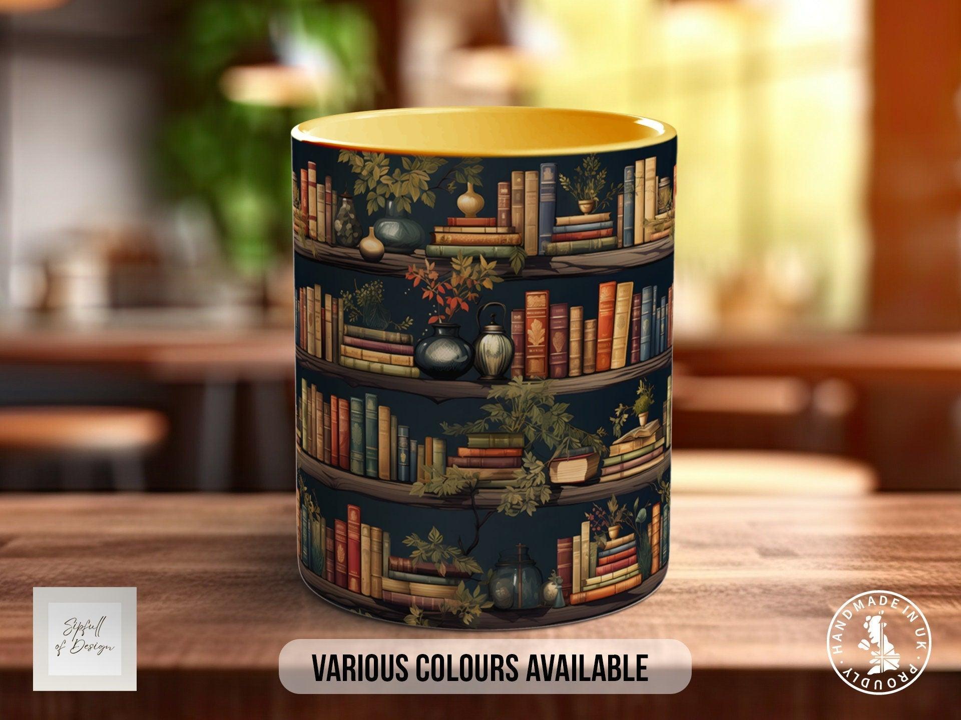 Book Shelf Pattern Full Wrap Coloured Art Mug - Design 8 - Sipfull of Design