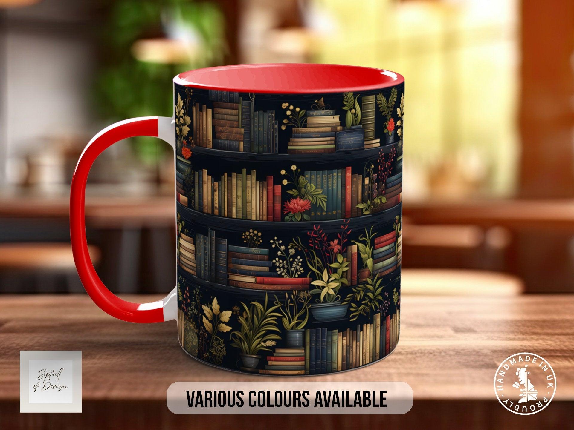 Book Shelf Pattern Full Wrap Coloured Art Mug - Design 9 - Sipfull of Design