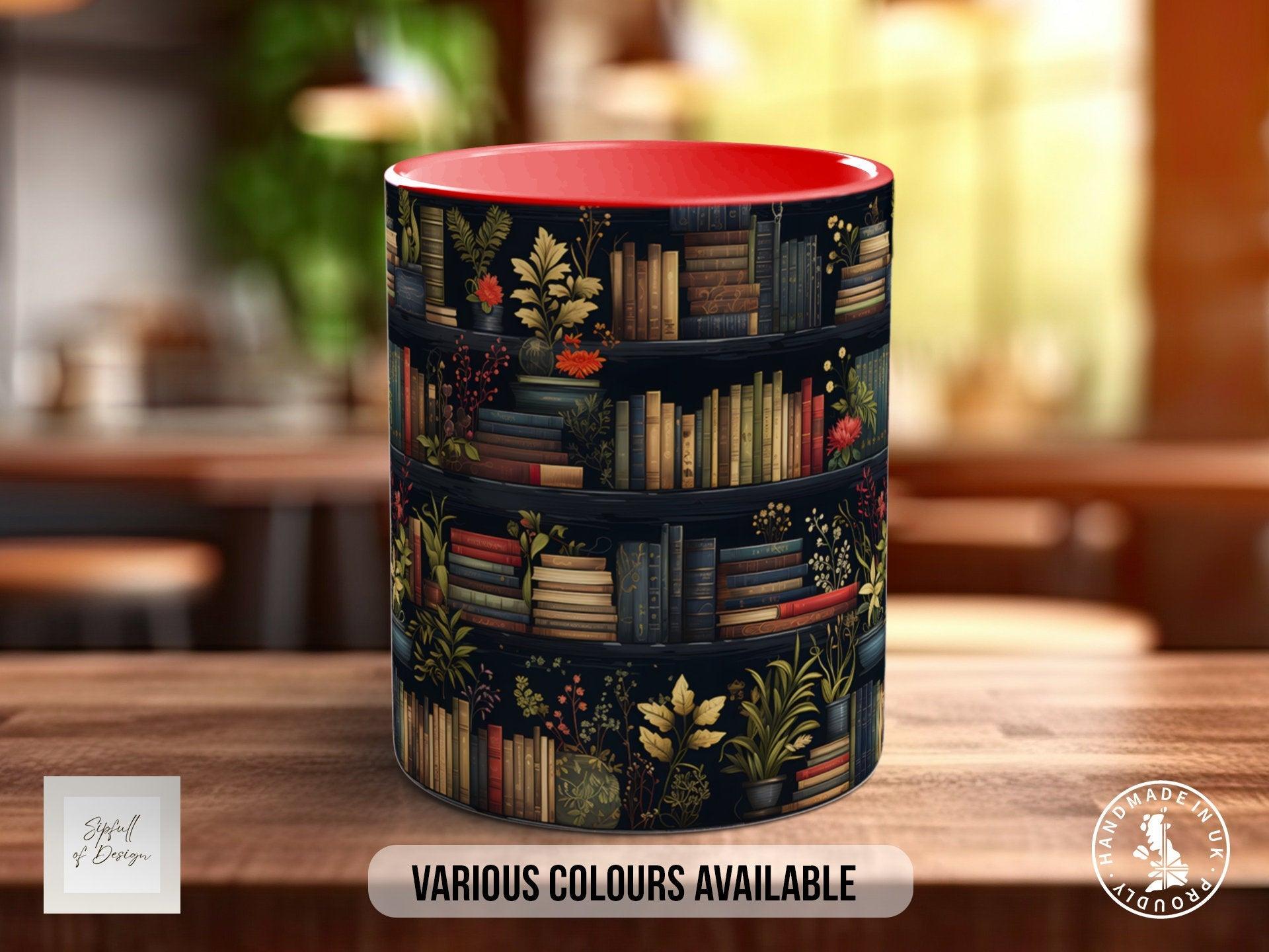 Book Shelf Pattern Full Wrap Coloured Art Mug - Design 9 - Sipfull of Design