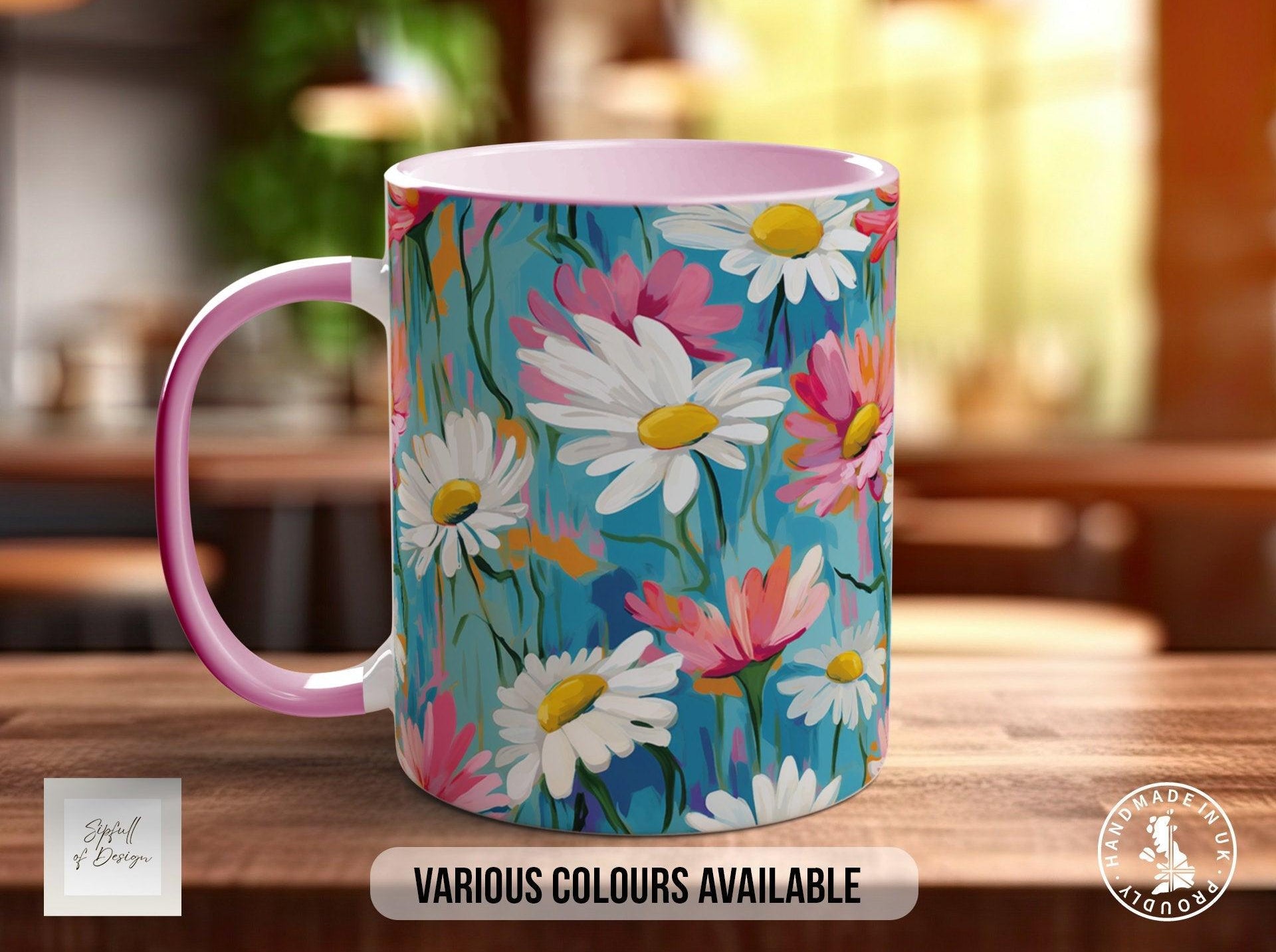 Birth Month Flowers Mug - April Daisy and Sweet Pea - - Sipfull of Design