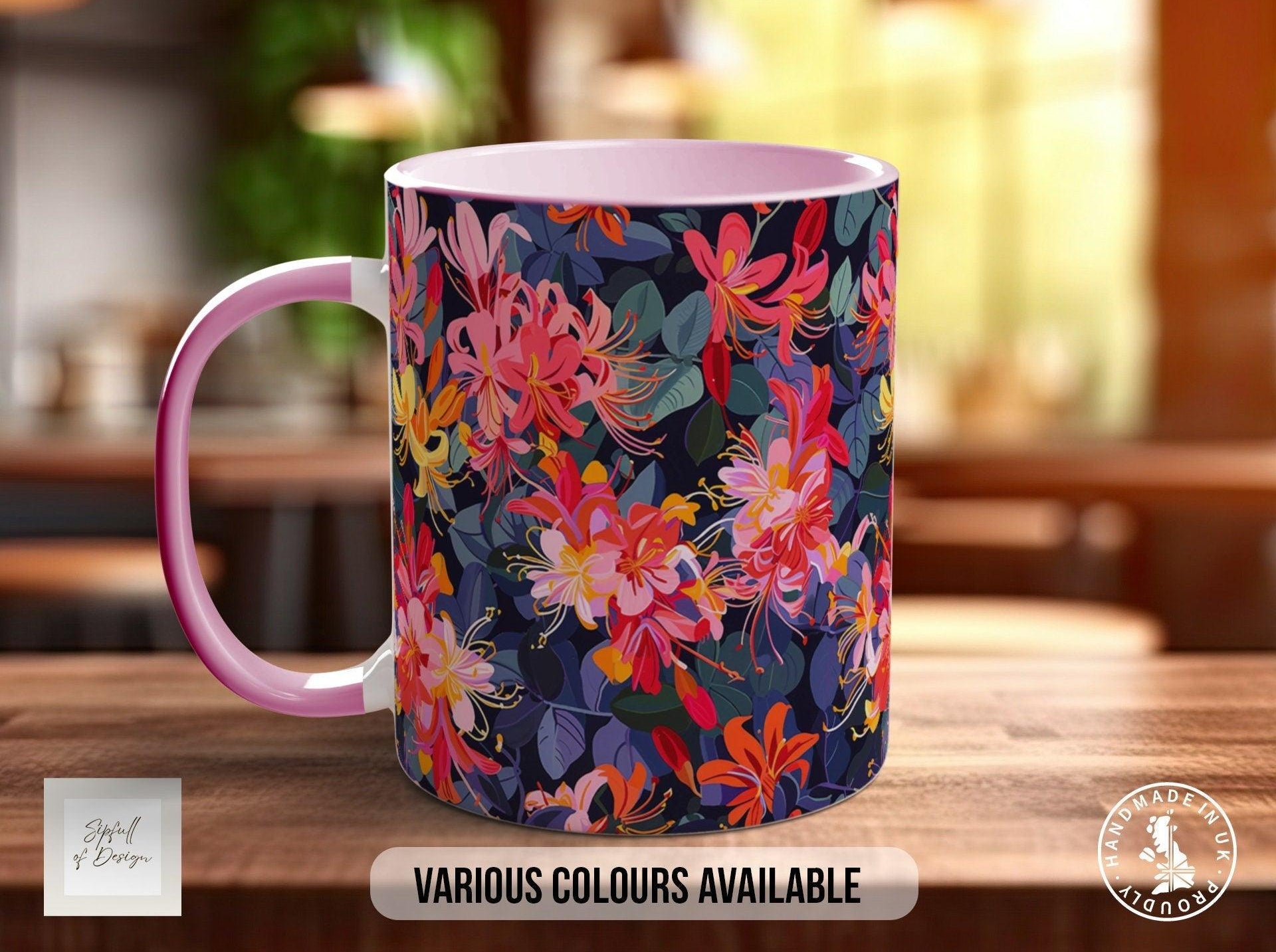 Birth Month Flowers Mug - June Rose and Honeysuckle - - Sipfull of Design