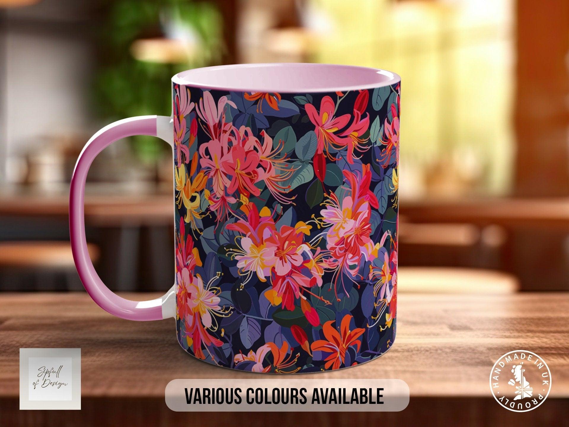 Birth Month Flowers Mug - June Rose and Honeysuckle - - Sipfull of Design