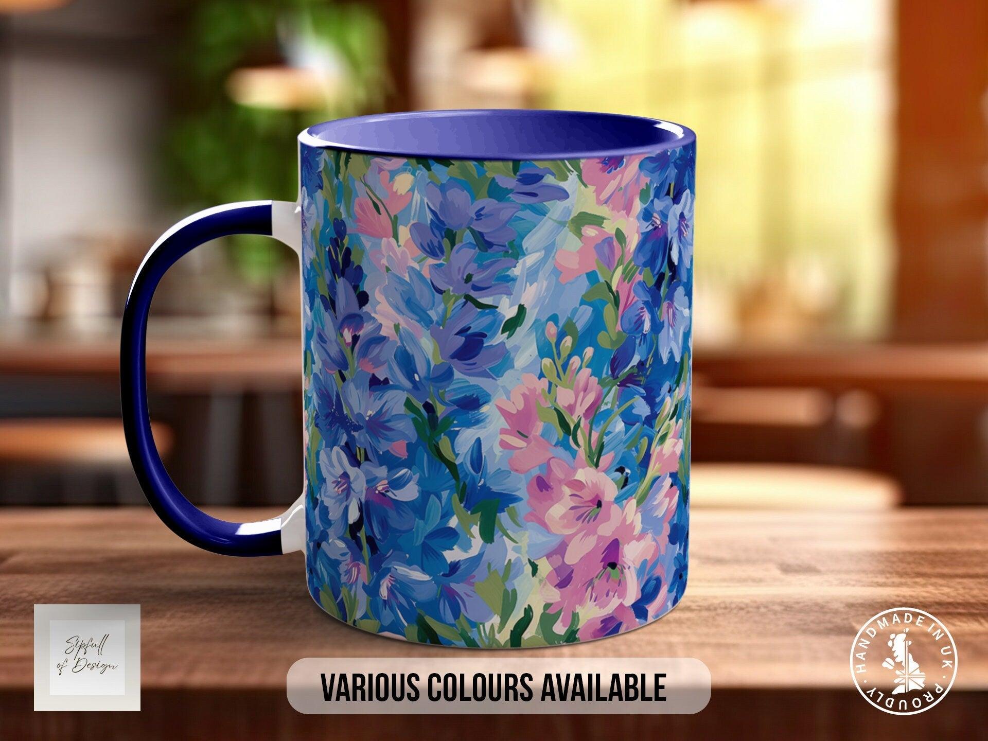 Birth Month Flowers Mug - July Larkspur and Water Lily - - Sipfull of Design