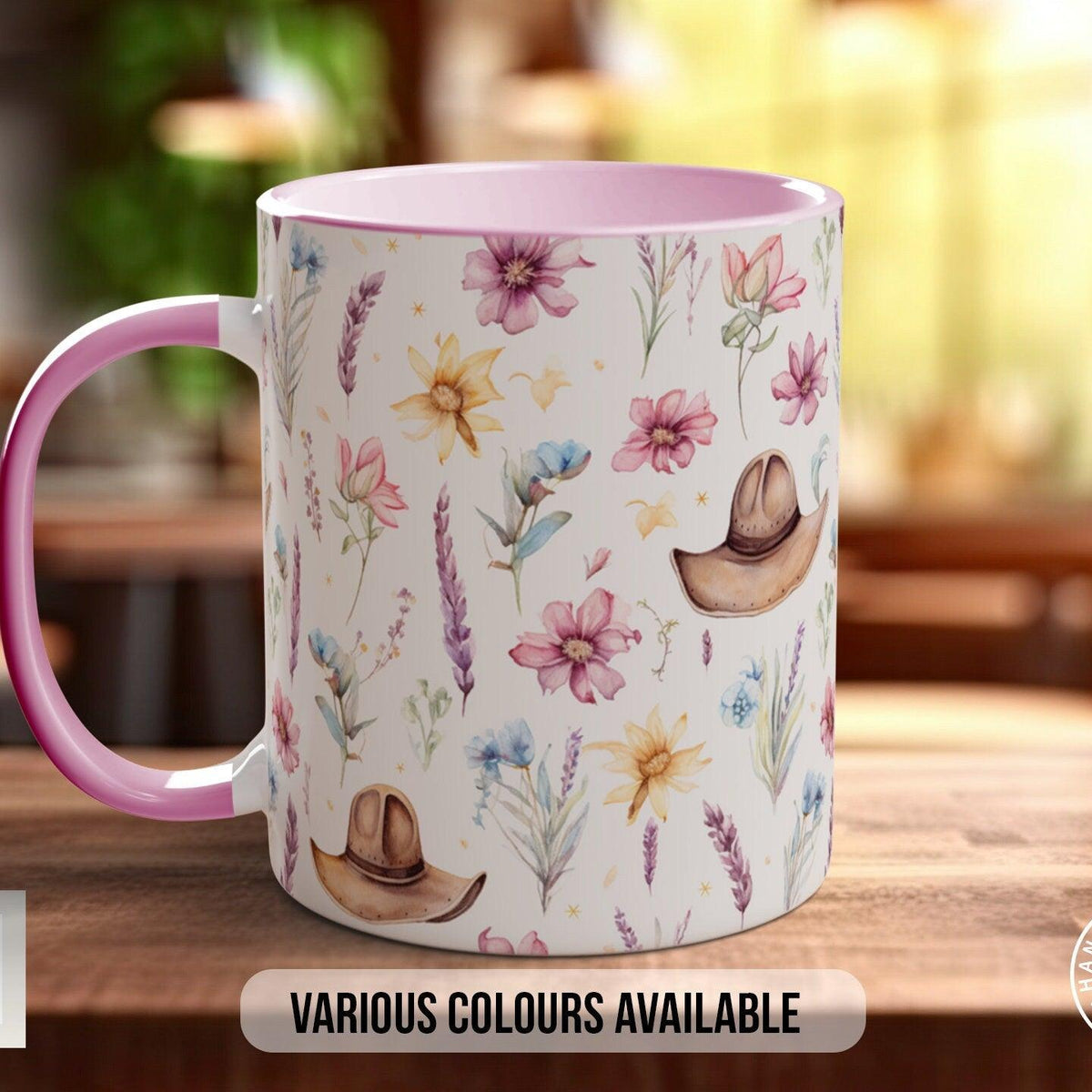 Floral Western Boho Full Wrap Mug Design 2 | Wildflower Meadow & Cowboy ...