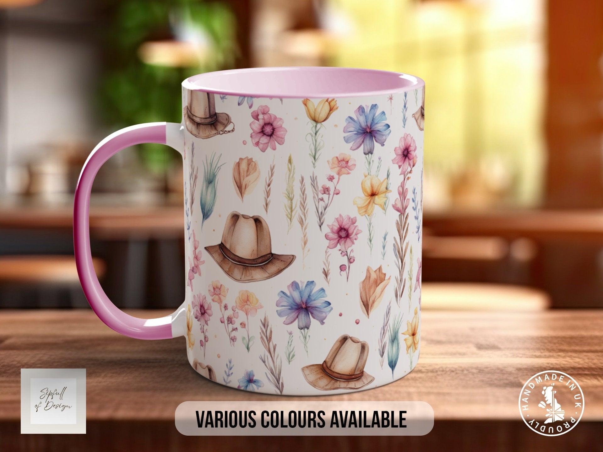 Coloured Floral Western Boho Full Wrap Art Mug - Design 11 - Sipfull of Design