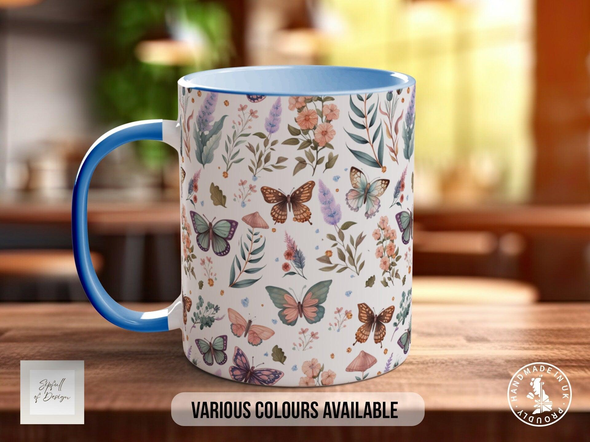 Coloured Watercolour Butterfly Full Wrap Art Mug - Design 2 - Sipfull of Design