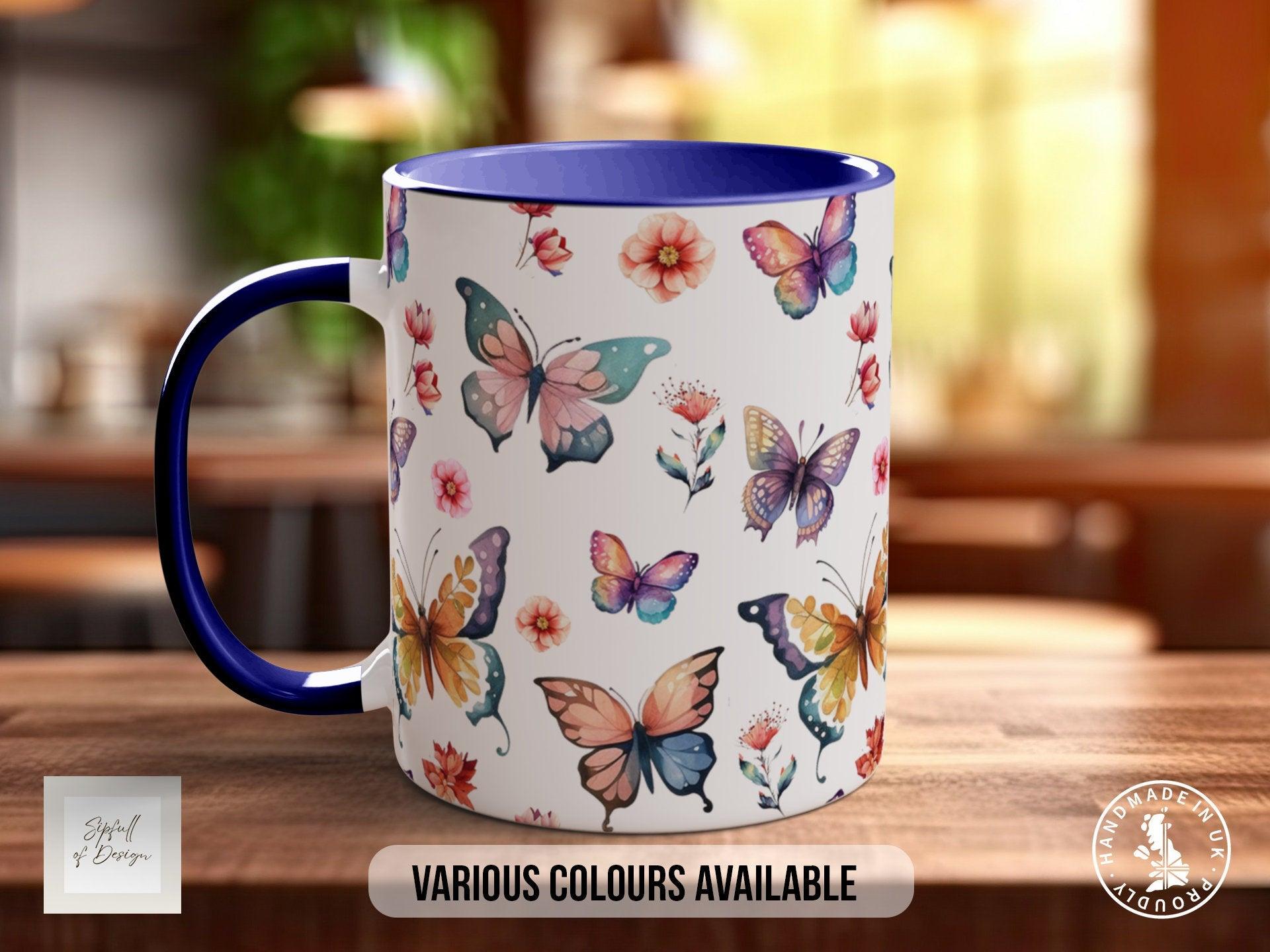 Coloured Watercolour Butterfly Full Wrap Art Mug - Design 5 - Sipfull of Design