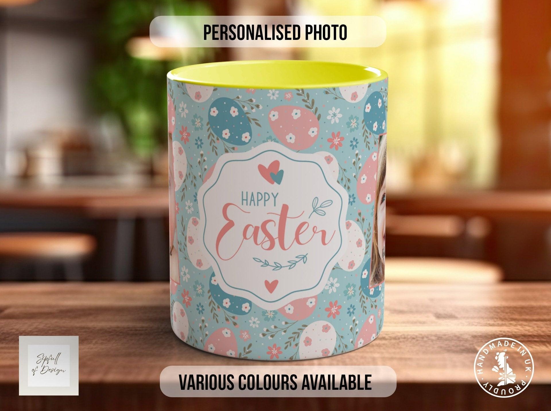 Easter Pink and Blue Egg Photo Personalised Mug - Sipfull of Design
