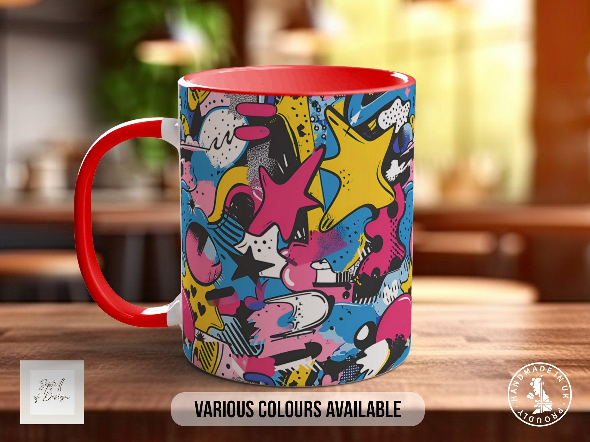 Abstract Comic Pop Pattern Full Wrap Coloured Art Mug - Design 10 - Sipfull of Design