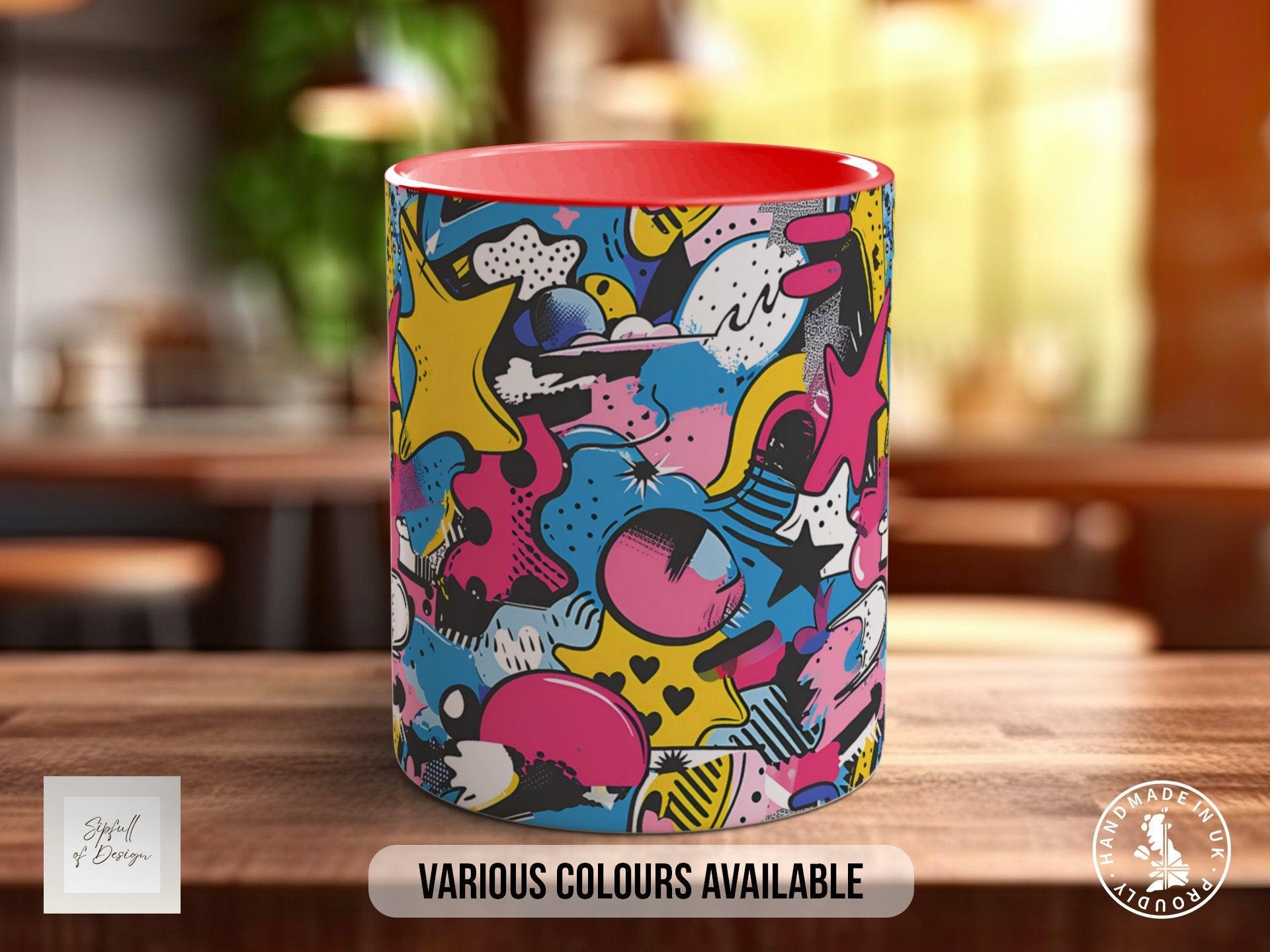 Abstract Comic Pop Pattern Full Wrap Coloured Art Mug - Design 10 - Sipfull of Design