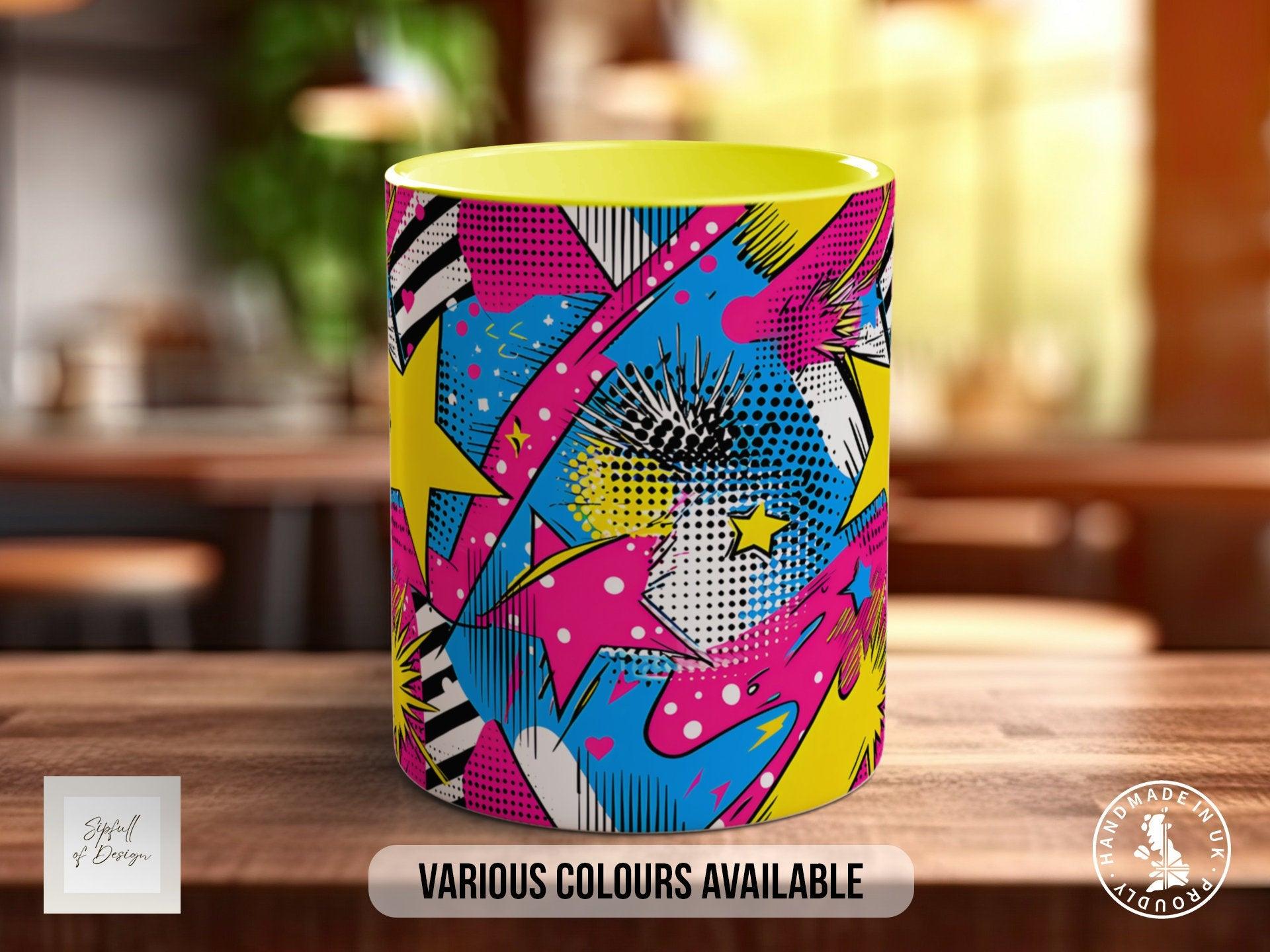 Abstract Comic Pop Pattern Full Wrap Coloured Art Mug - Design 1 - Sipfull of Design