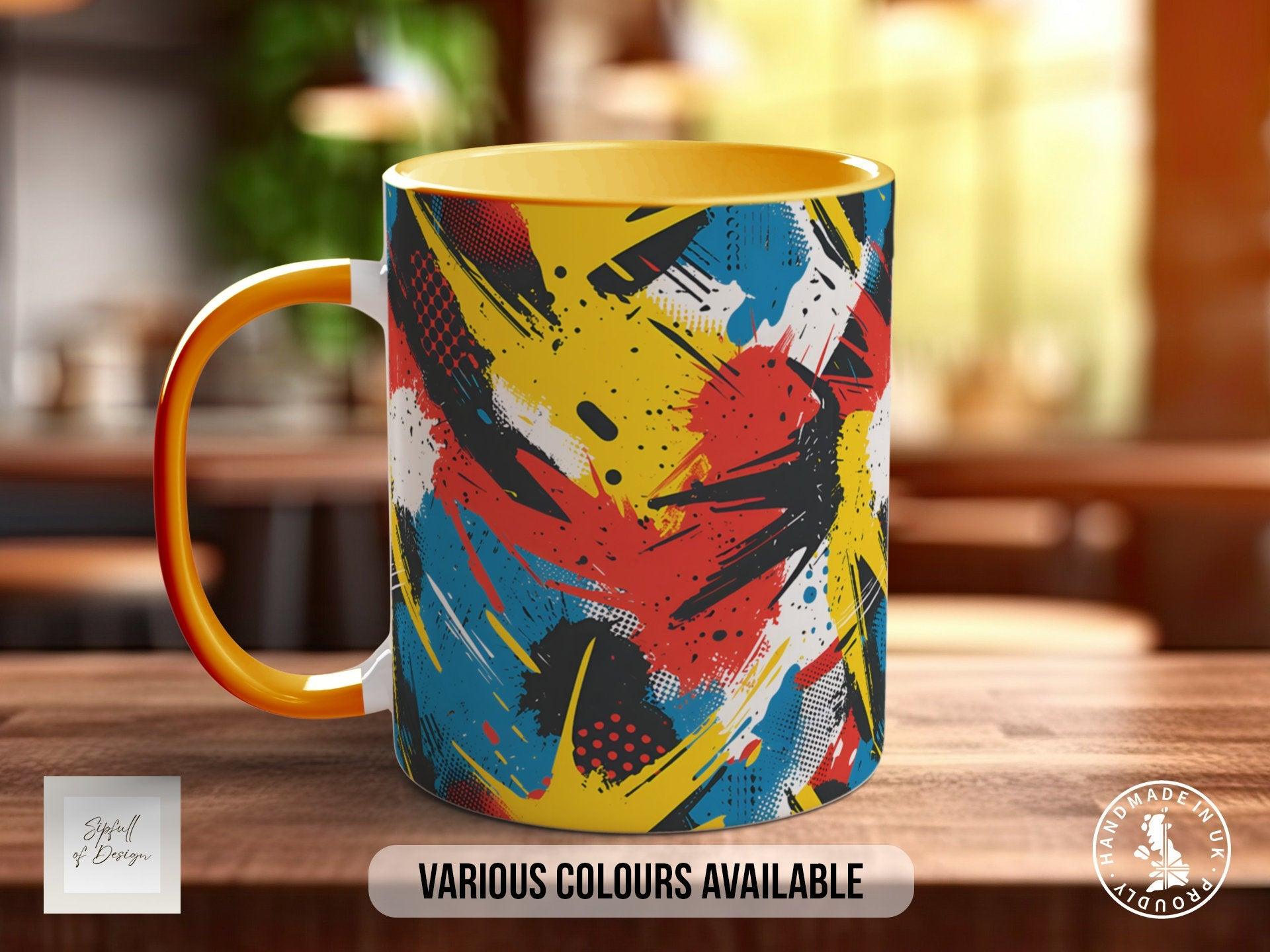 Abstract Comic Pop Pattern Full Wrap Coloured Art Mug - Design 12 - Sipfull of Design