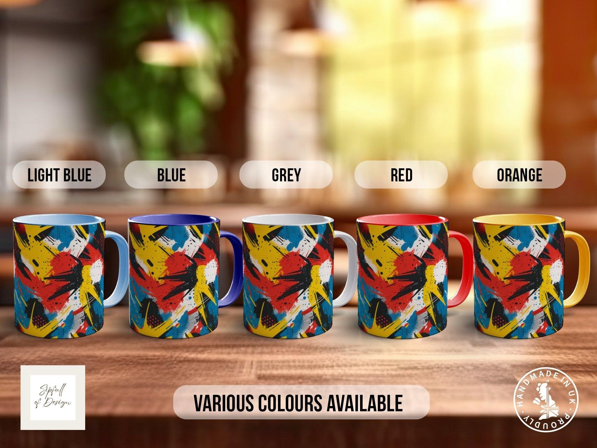 Abstract Comic Pop Pattern Full Wrap Coloured Art Mug - Design 12 - Sipfull of Design
